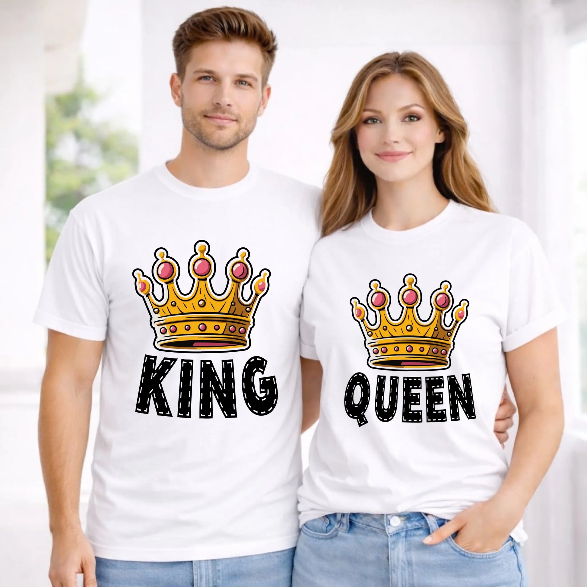 Zestaw koszulek dla par - Queen i King W41 - StoryCups.pl