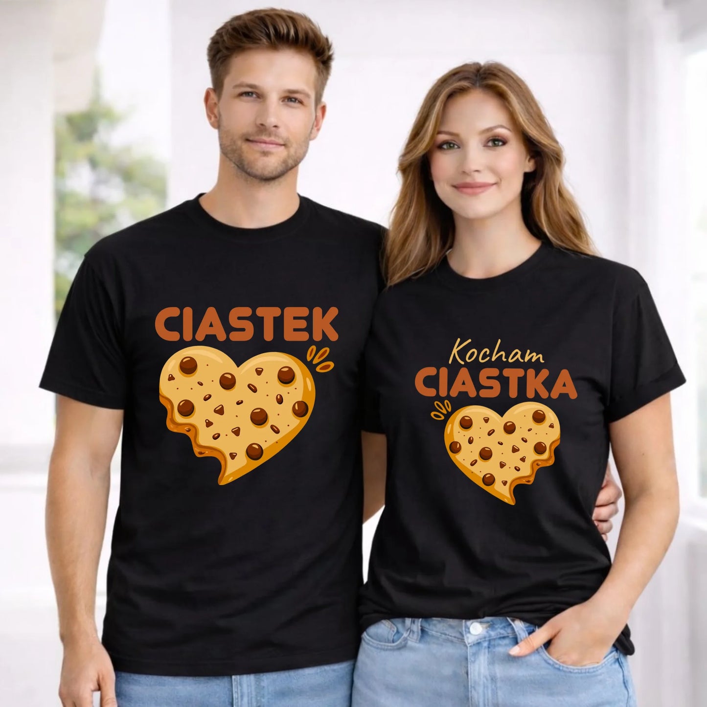 Zestaw koszulek dla par - Kocham Ciastka i Ciastek W53 - StoryCups.pl