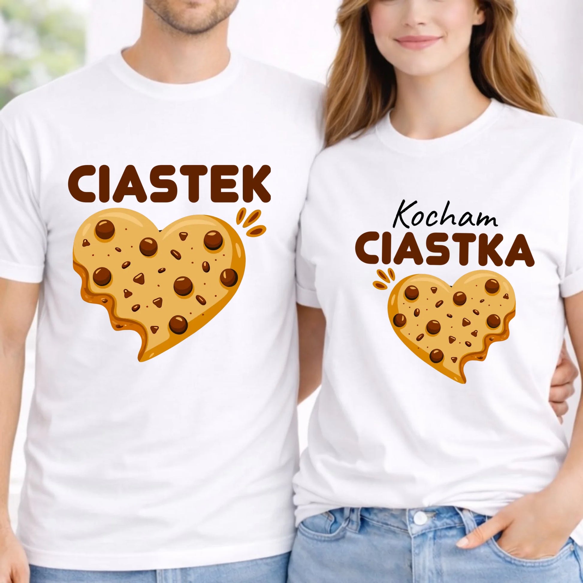 Zestaw koszulek dla par - Kocham Ciastka i Ciastek W53 - StoryCups.pl