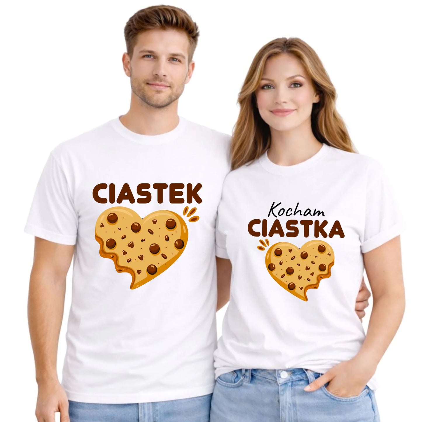 Zestaw koszulek dla par - Kocham Ciastka i Ciastek W53 - StoryCups.pl