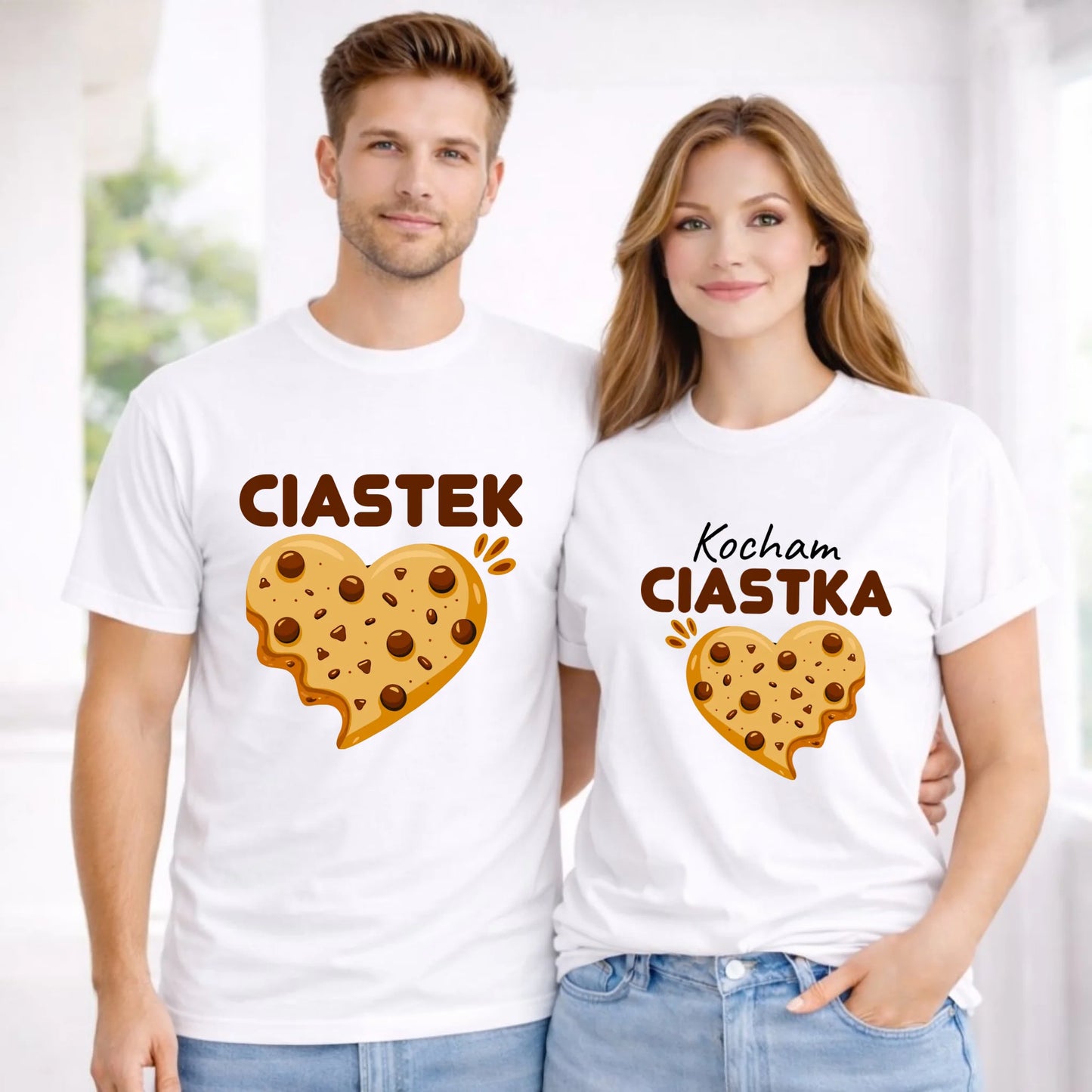 Zestaw koszulek dla par - Kocham Ciastka i Ciastek W53 - StoryCups.pl