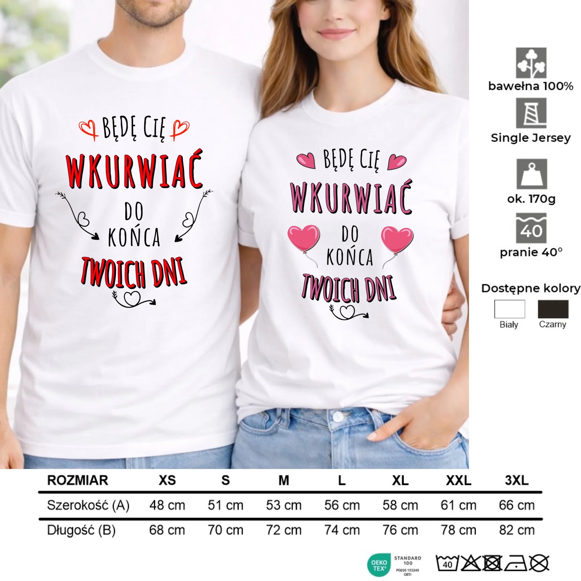 Zestaw koszulek dla par - Będę Cię wku*wiać do końca Twoich dni - bez cenzury W61 - StoryCups.pl