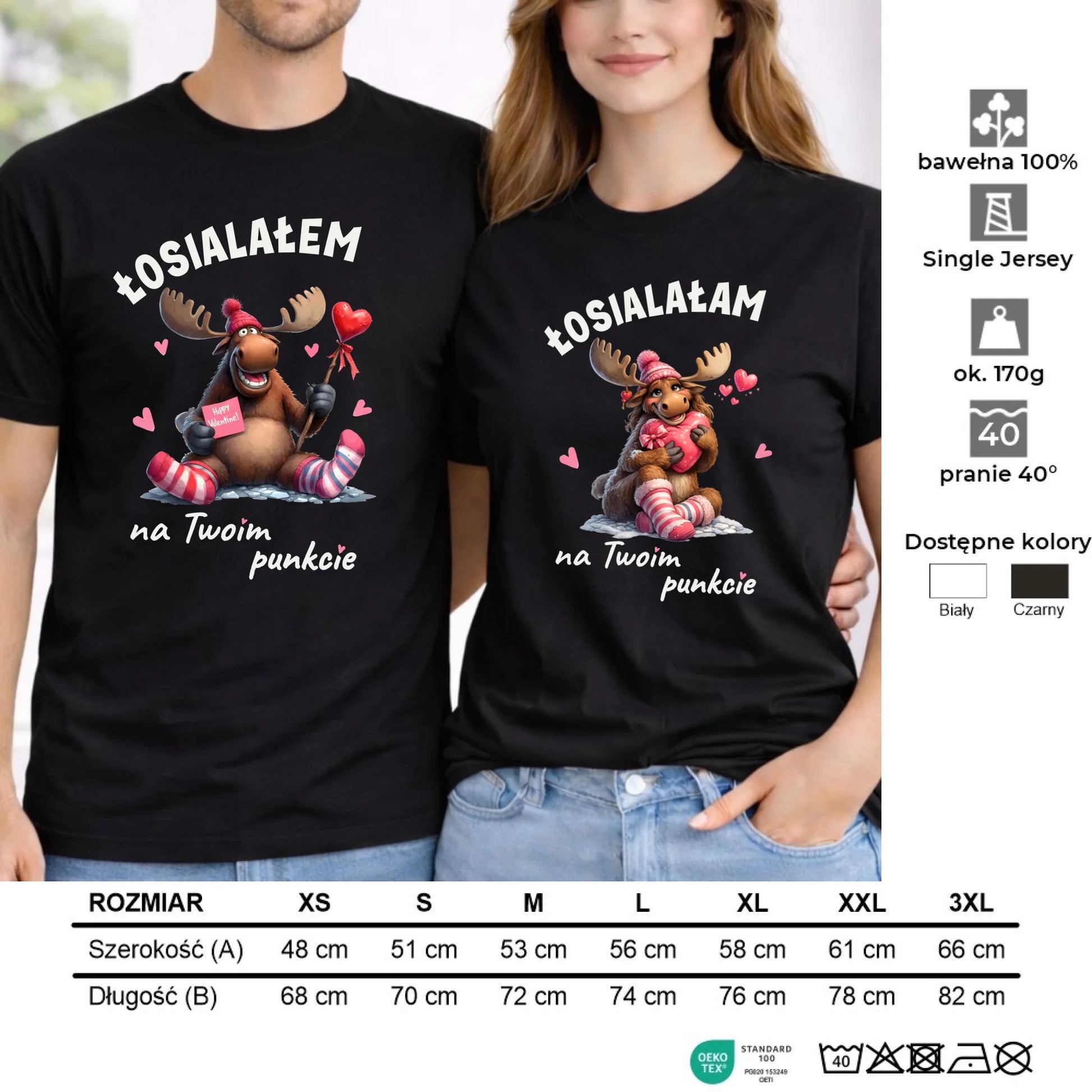 Zestaw koszulek dla par - Łosiałem i łosiałam na Twoim punkcie W66 - StoryCups.pl