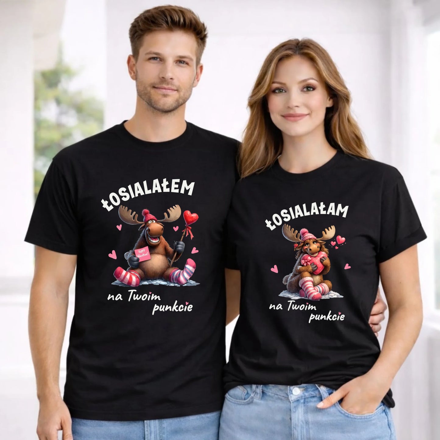 Zestaw koszulek dla par - Łosiałem i łosiałam na Twoim punkcie W66 - StoryCups.pl