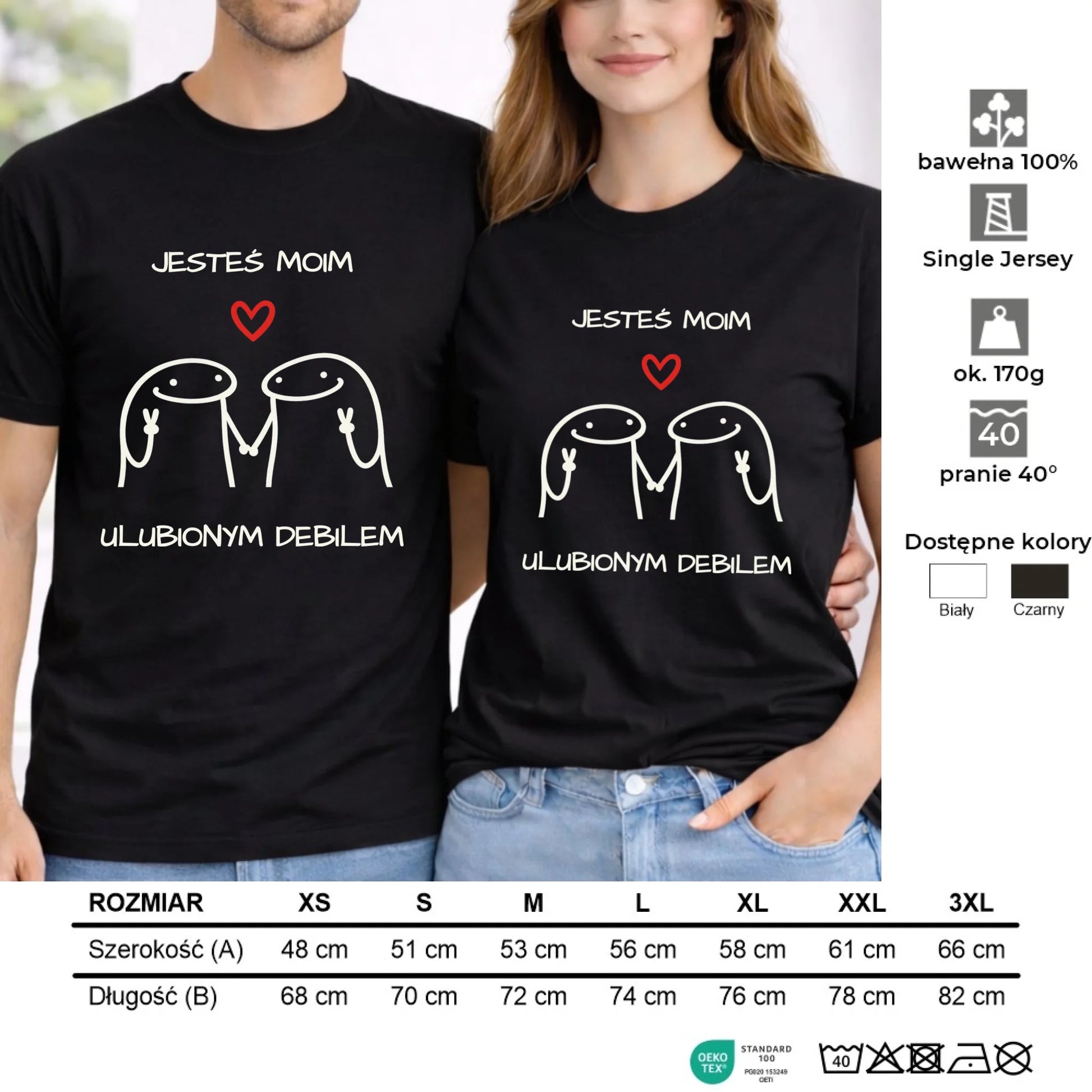 Zestaw koszulek dla par - Jesteś moim ulubionym debilem W78 - StoryCups.pl