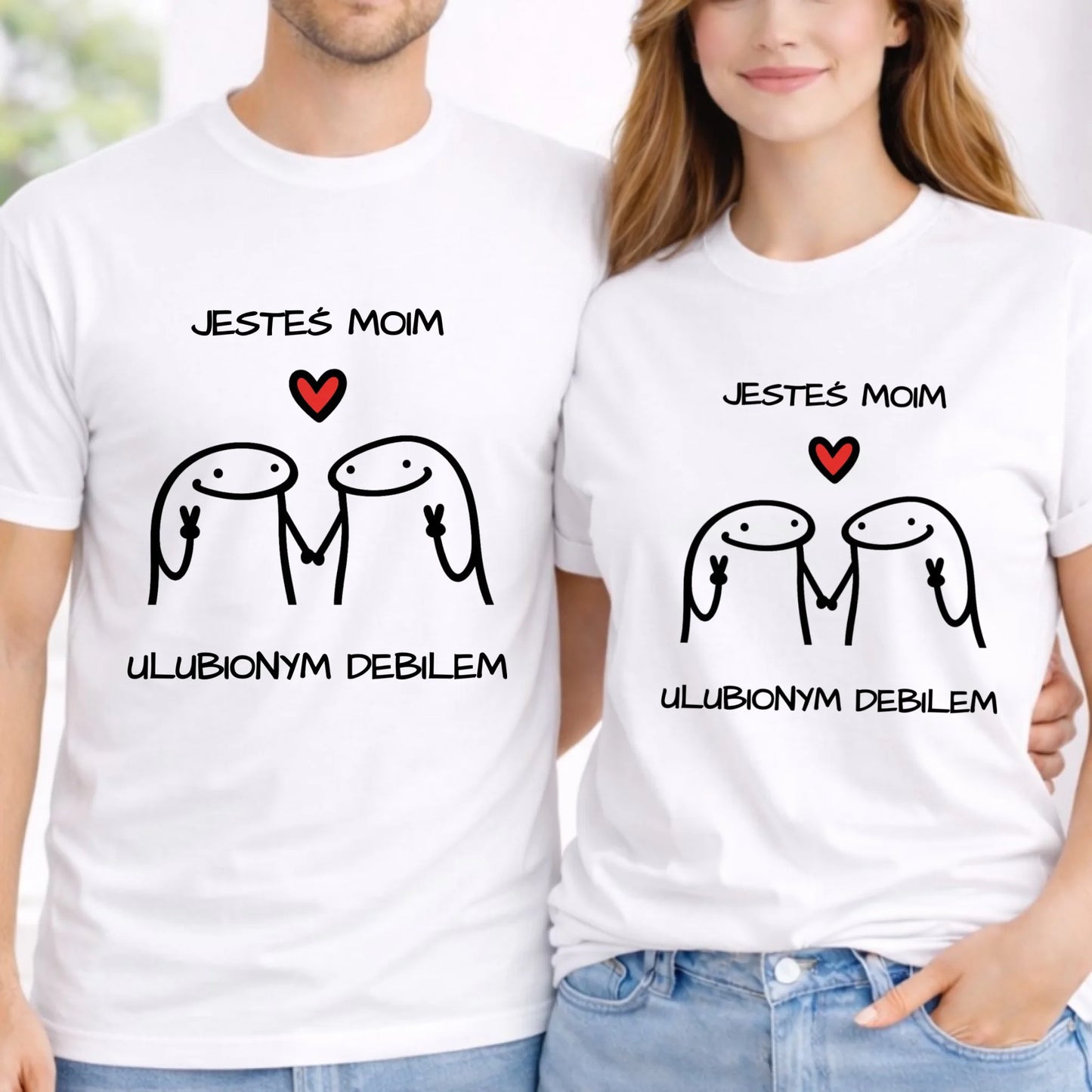 Zestaw koszulek dla par - Jesteś moim ulubionym debilem W78 - StoryCups.pl