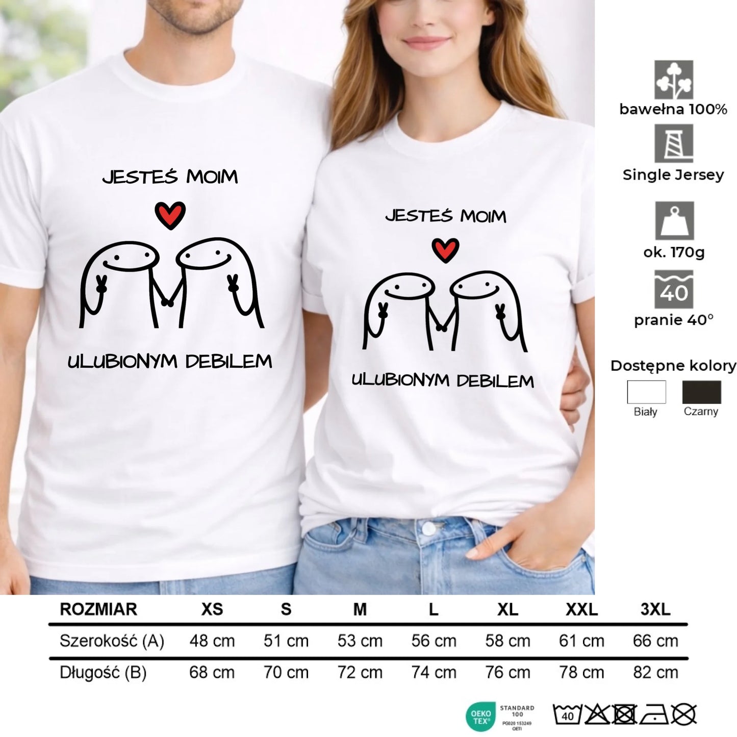 Zestaw koszulek dla par - Jesteś moim ulubionym debilem W78 - StoryCups.pl