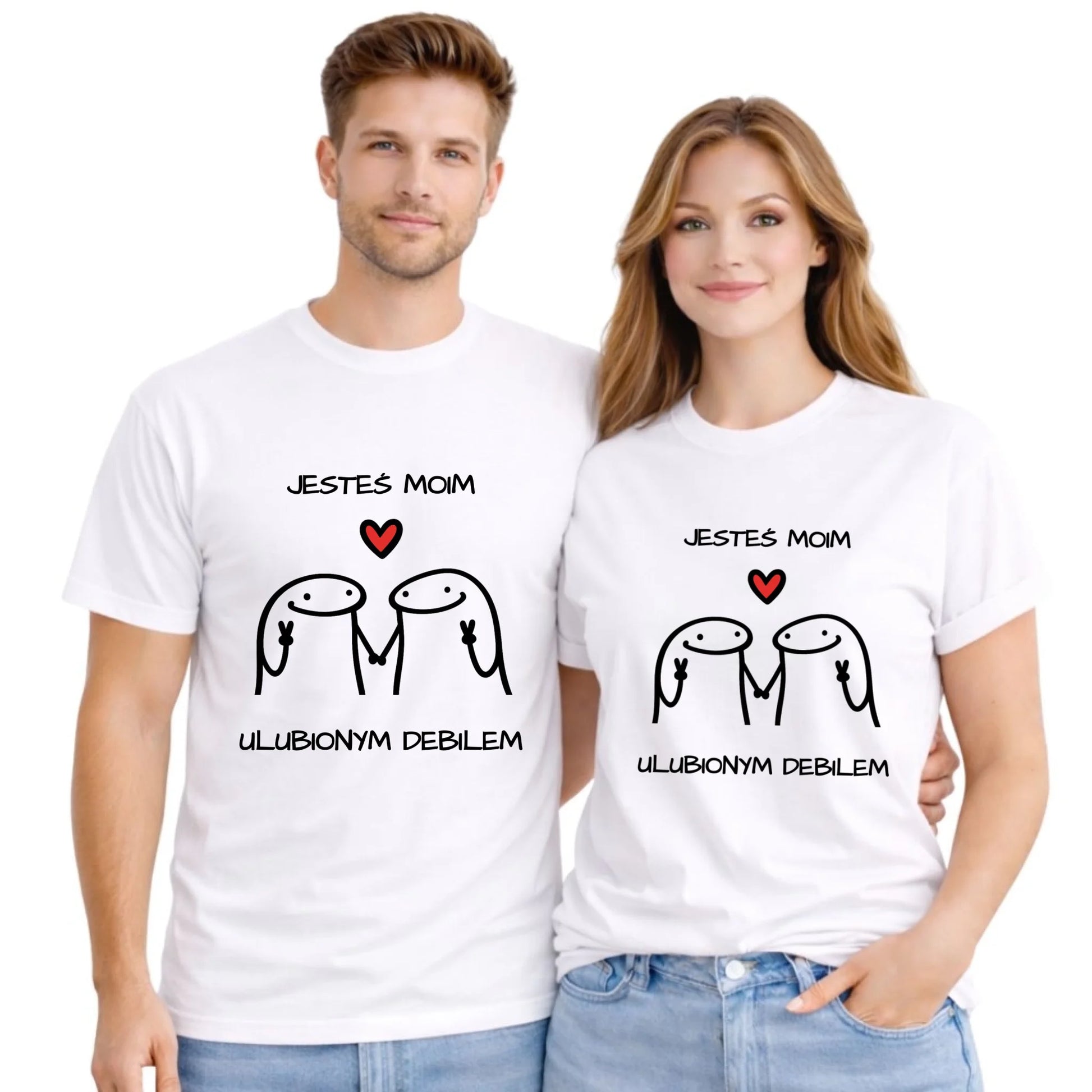 Zestaw koszulek dla par - Jesteś moim ulubionym debilem W78 - StoryCups.pl
