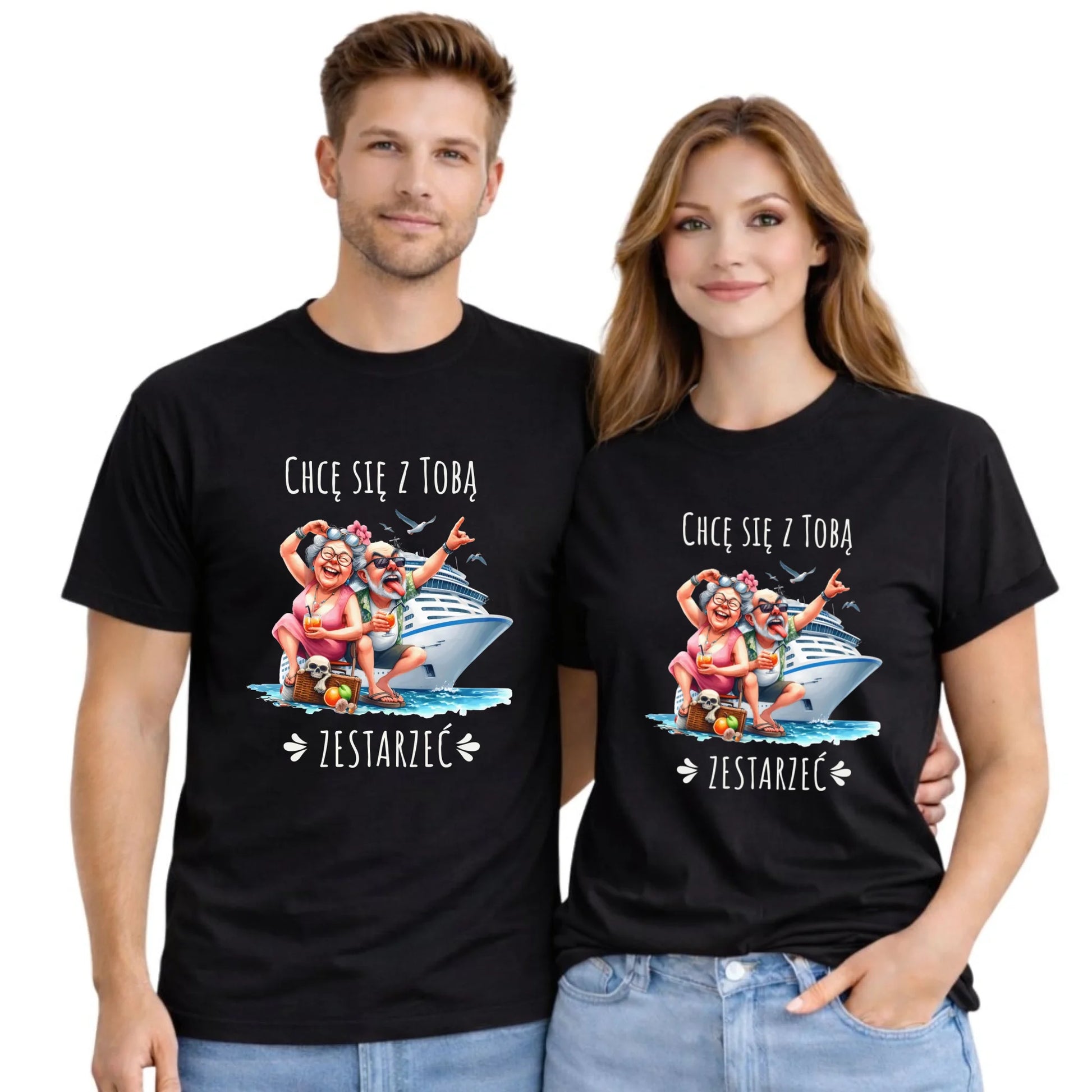 Zestaw koszulek dla par - Chcę się z Tobą zestarzeć W80 - StoryCups.pl