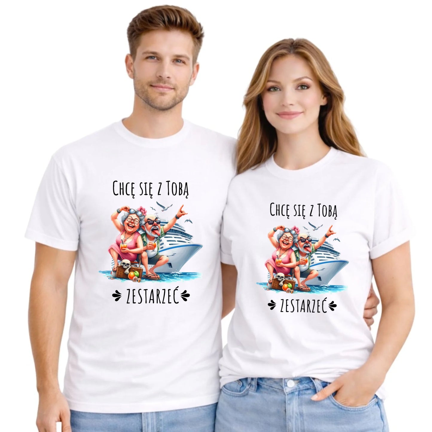Zestaw koszulek dla par - Chcę się z Tobą zestarzeć W80 - StoryCups.pl