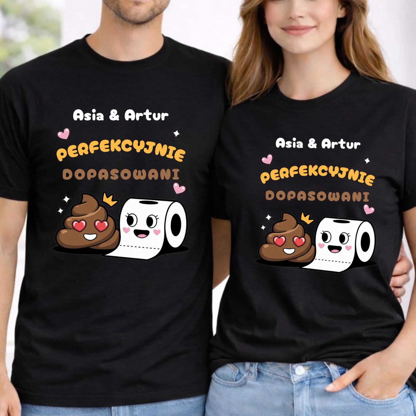 Zestaw koszulek dla par - Perfekcyjnie dopasowani - personalizowany W81 - StoryCups.pl