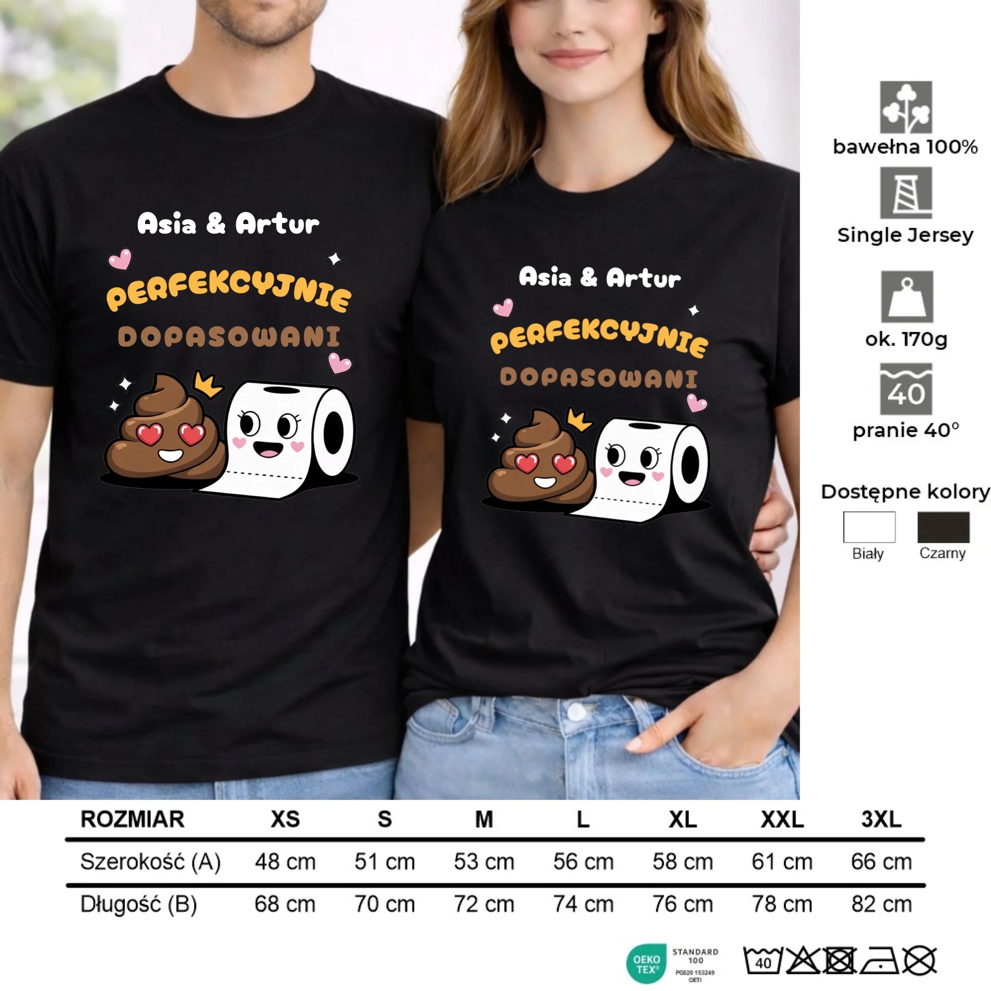 Zestaw koszulek dla par - Perfekcyjnie dopasowani - personalizowany W81 - StoryCups.pl