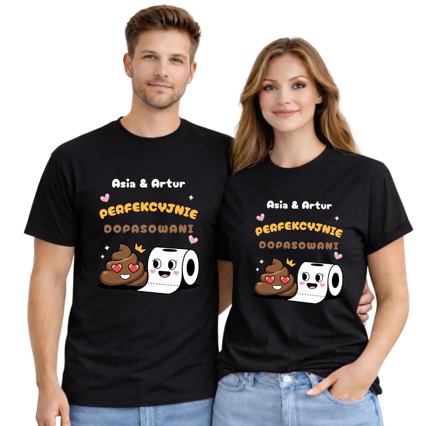 Zestaw koszulek dla par - Perfekcyjnie dopasowani - personalizowany W81 - StoryCups.pl