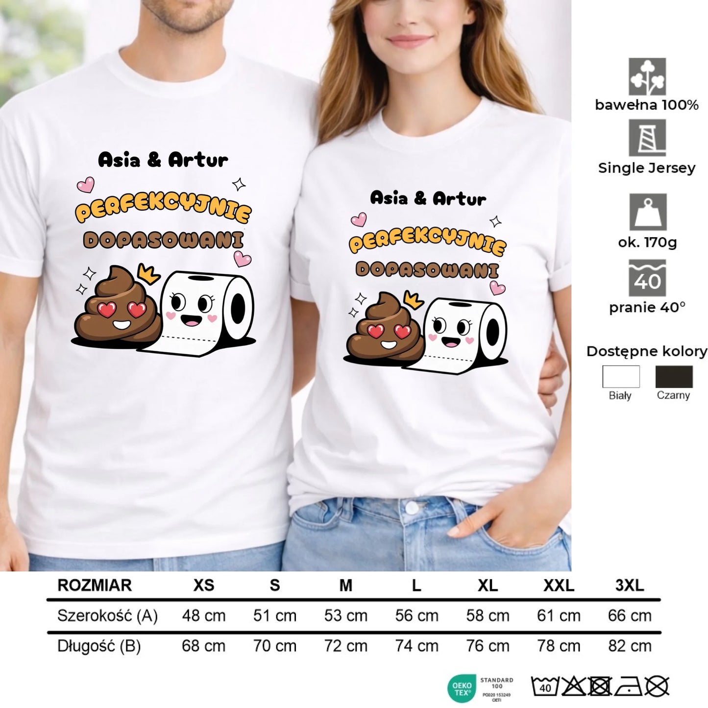 Zestaw koszulek dla par - Perfekcyjnie dopasowani - personalizowany W81 - StoryCups.pl