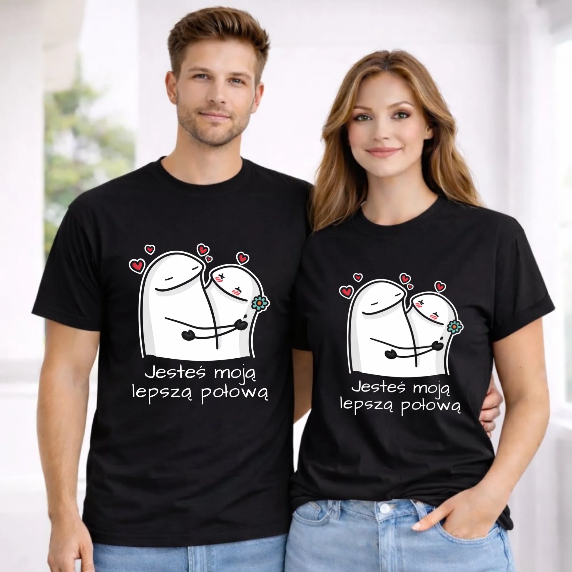 Zestaw koszulek dla par - Jesteś moją lepszą połową W87 - StoryCups.pl