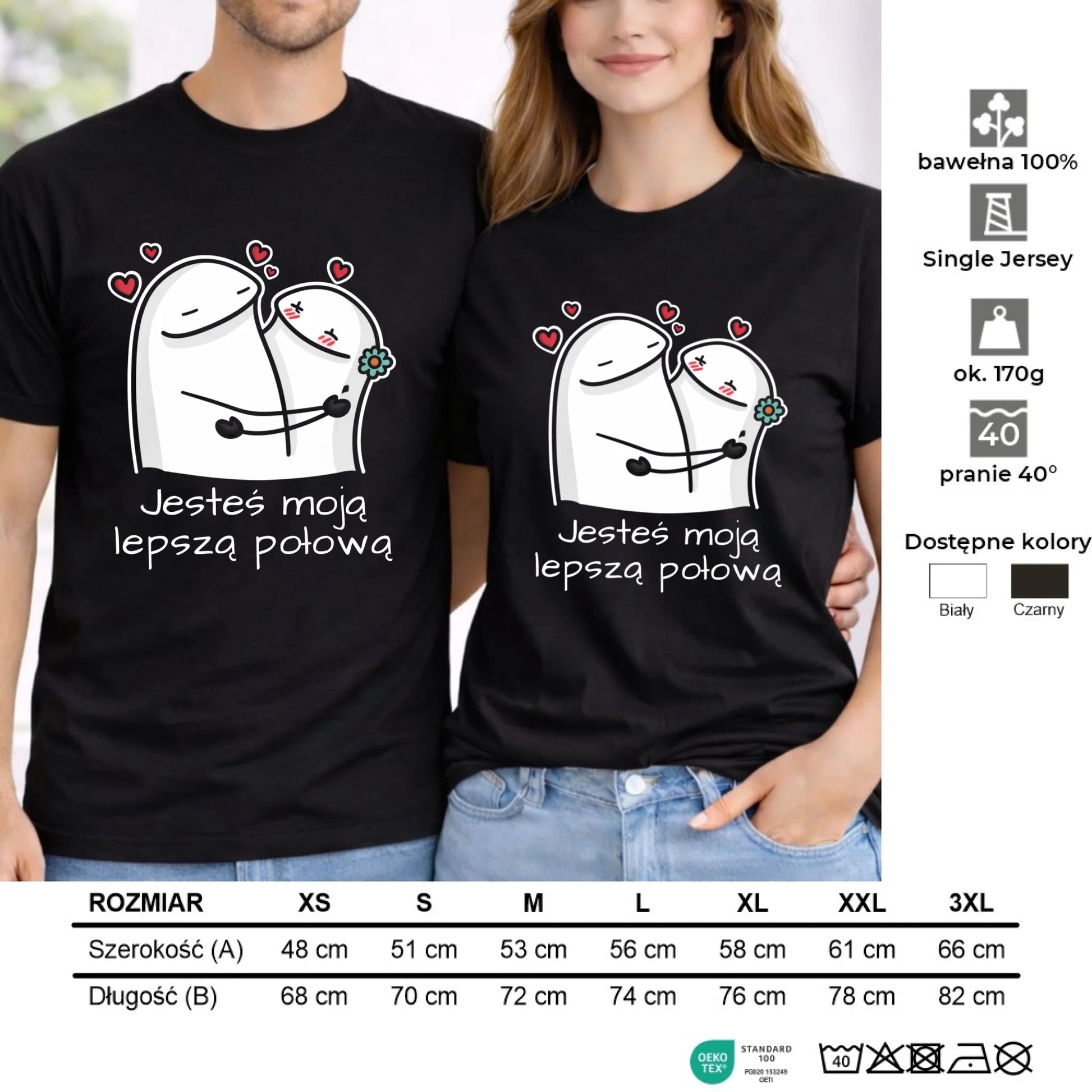Zestaw koszulek dla par - Jesteś moją lepszą połową W87 - StoryCups.pl