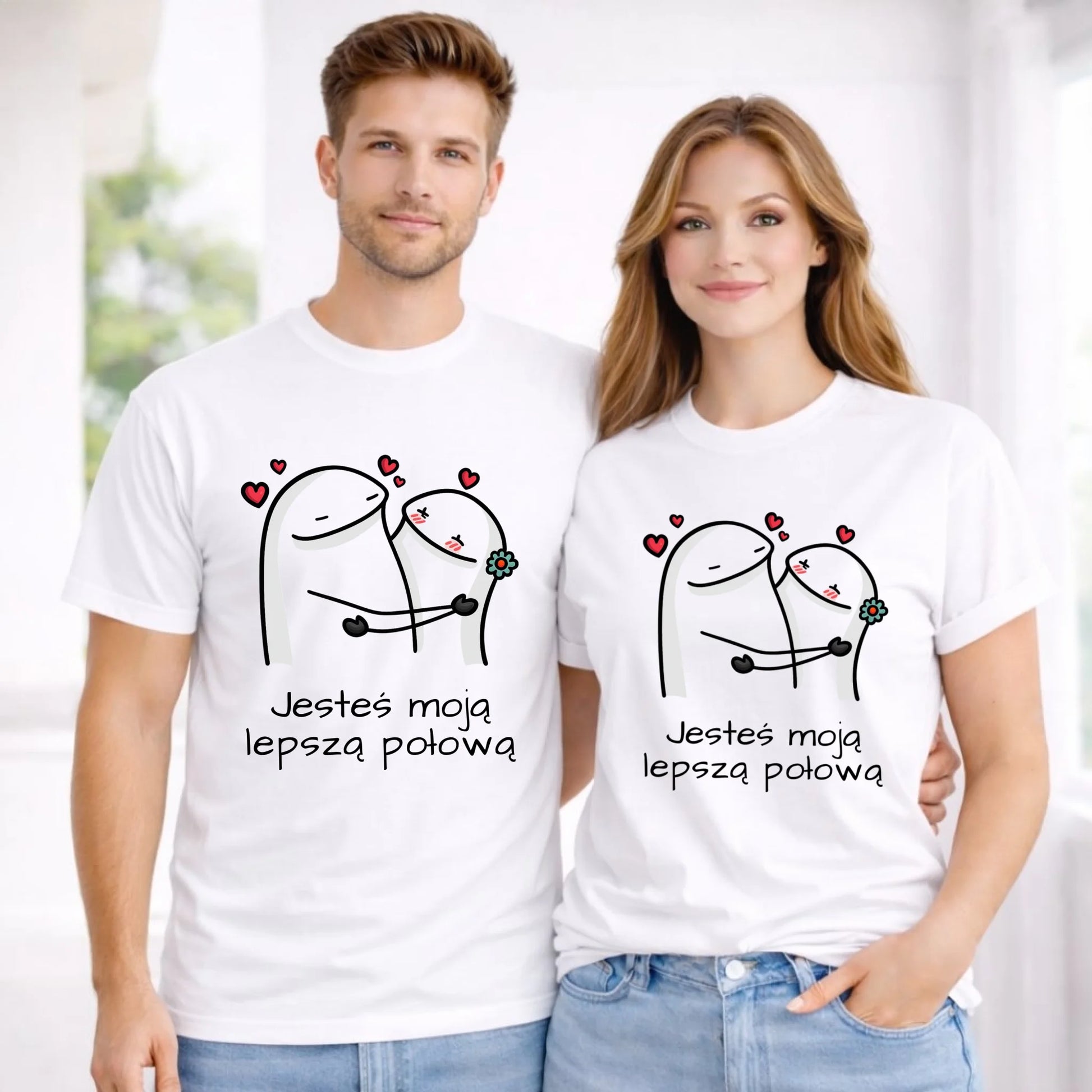 Zestaw koszulek dla par - Jesteś moją lepszą połową W87 - StoryCups.pl