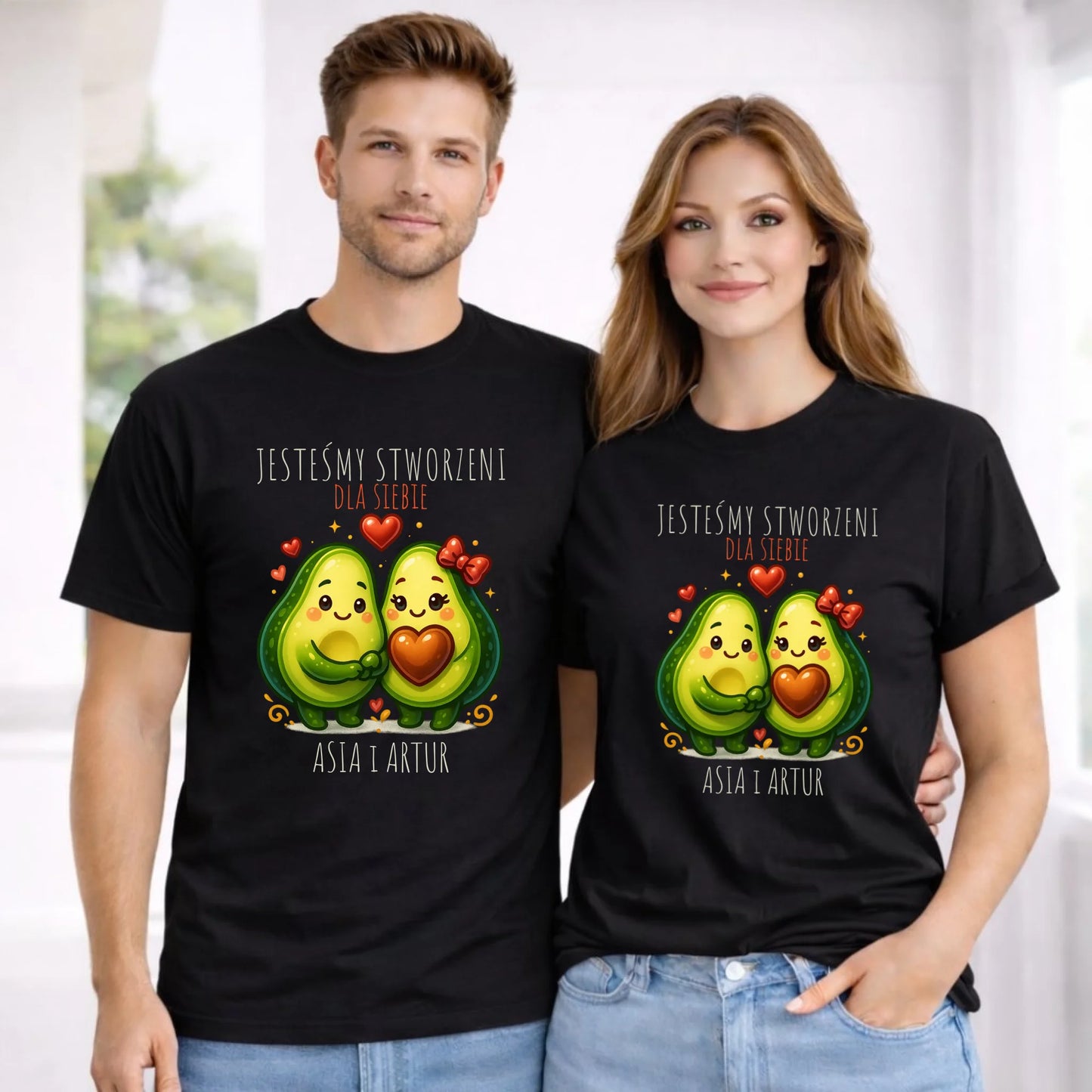 Zestaw koszulek dla par - Awokado Stworzeni dla siebie - personalizowany W91 - StoryCups.pl