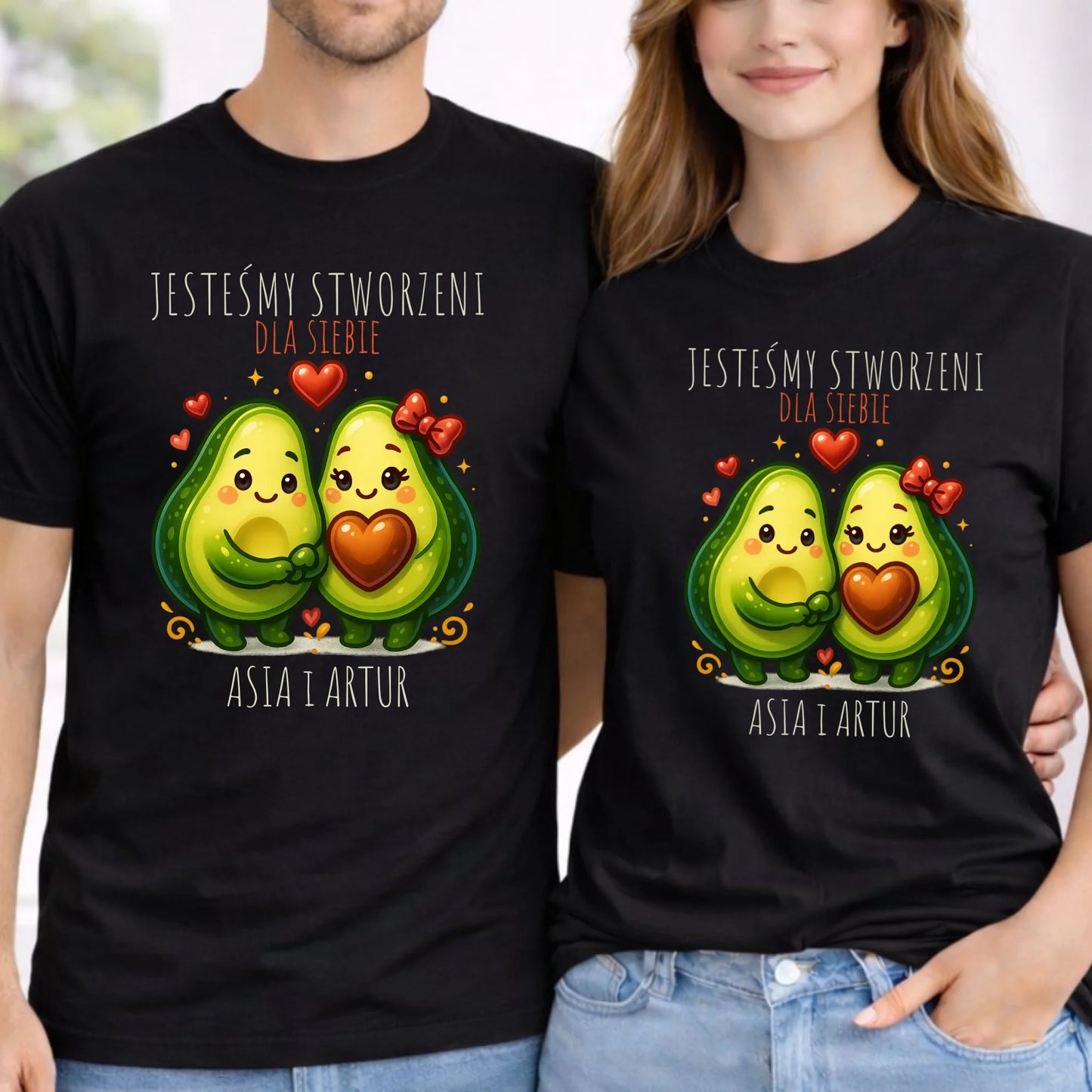 Zestaw koszulek dla par - Awokado Stworzeni dla siebie - personalizowany W91 - StoryCups.pl