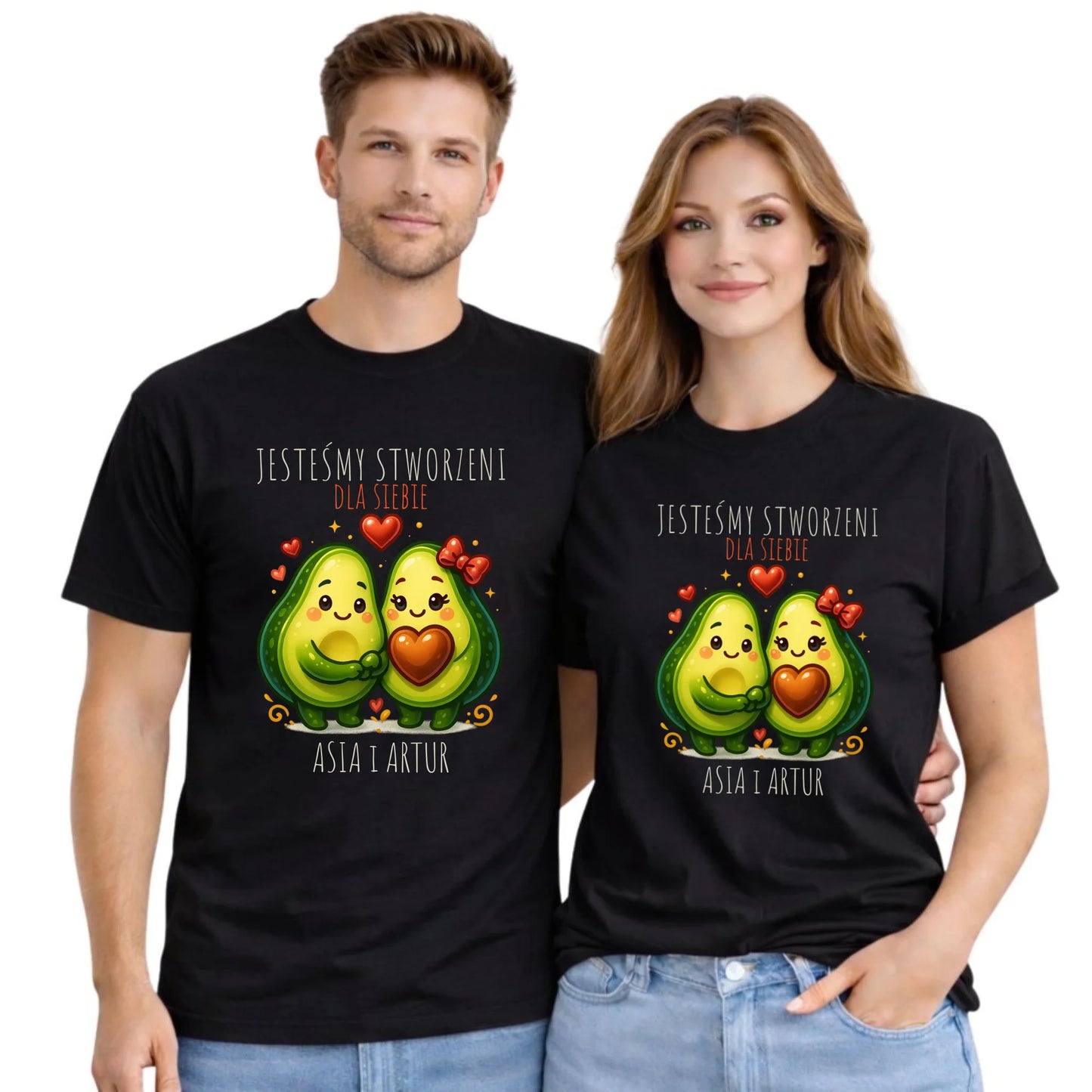 Zestaw koszulek dla par - Awokado Stworzeni dla siebie - personalizowany W91 - StoryCups.pl