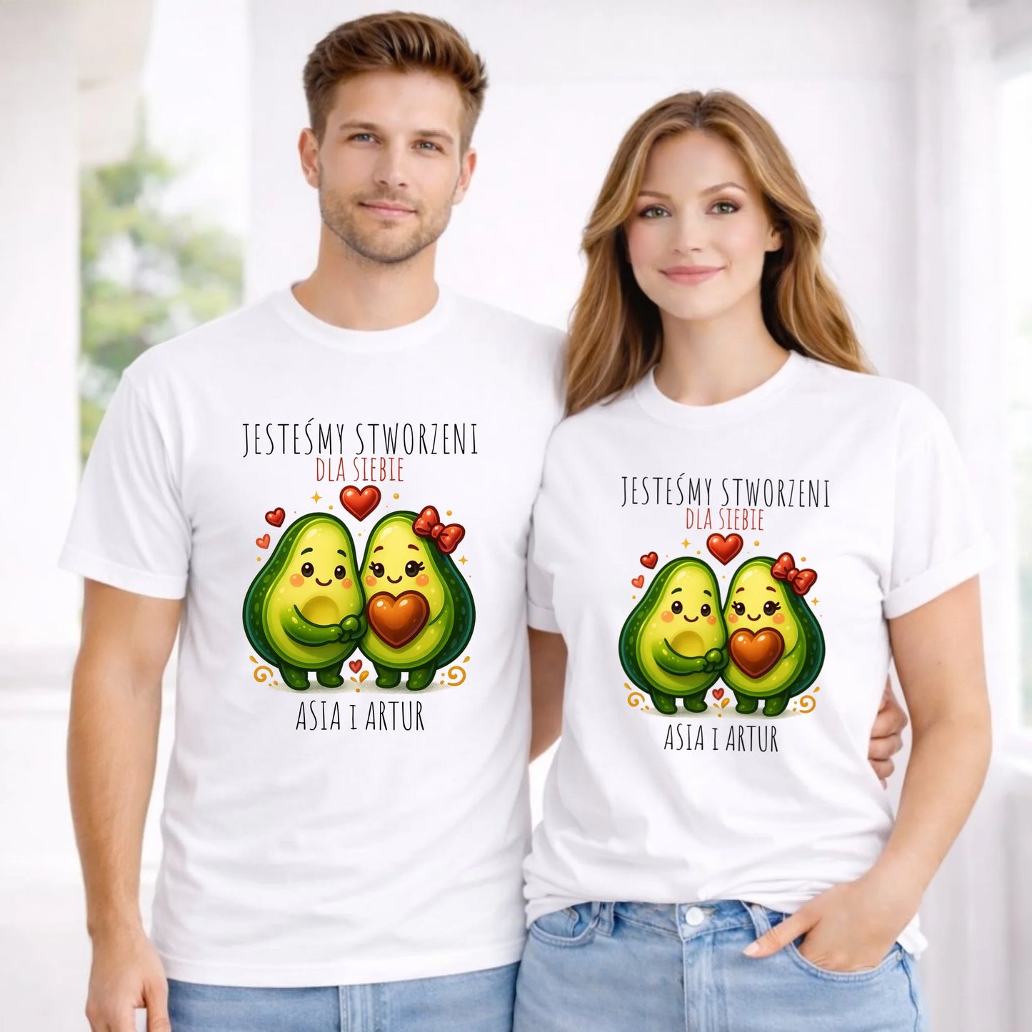 Zestaw koszulek dla par - Awokado Stworzeni dla siebie - personalizowany W91 - StoryCups.pl