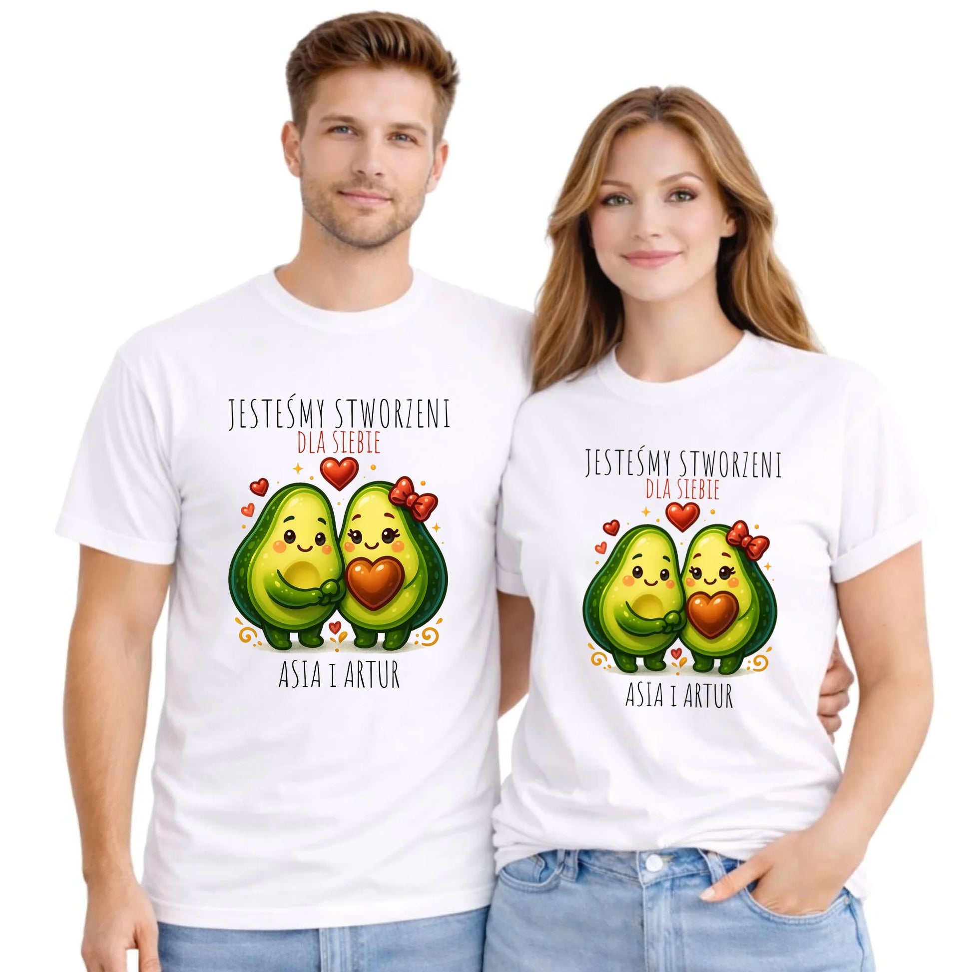Zestaw koszulek dla par - Awokado Stworzeni dla siebie - personalizowany W91 - StoryCups.pl