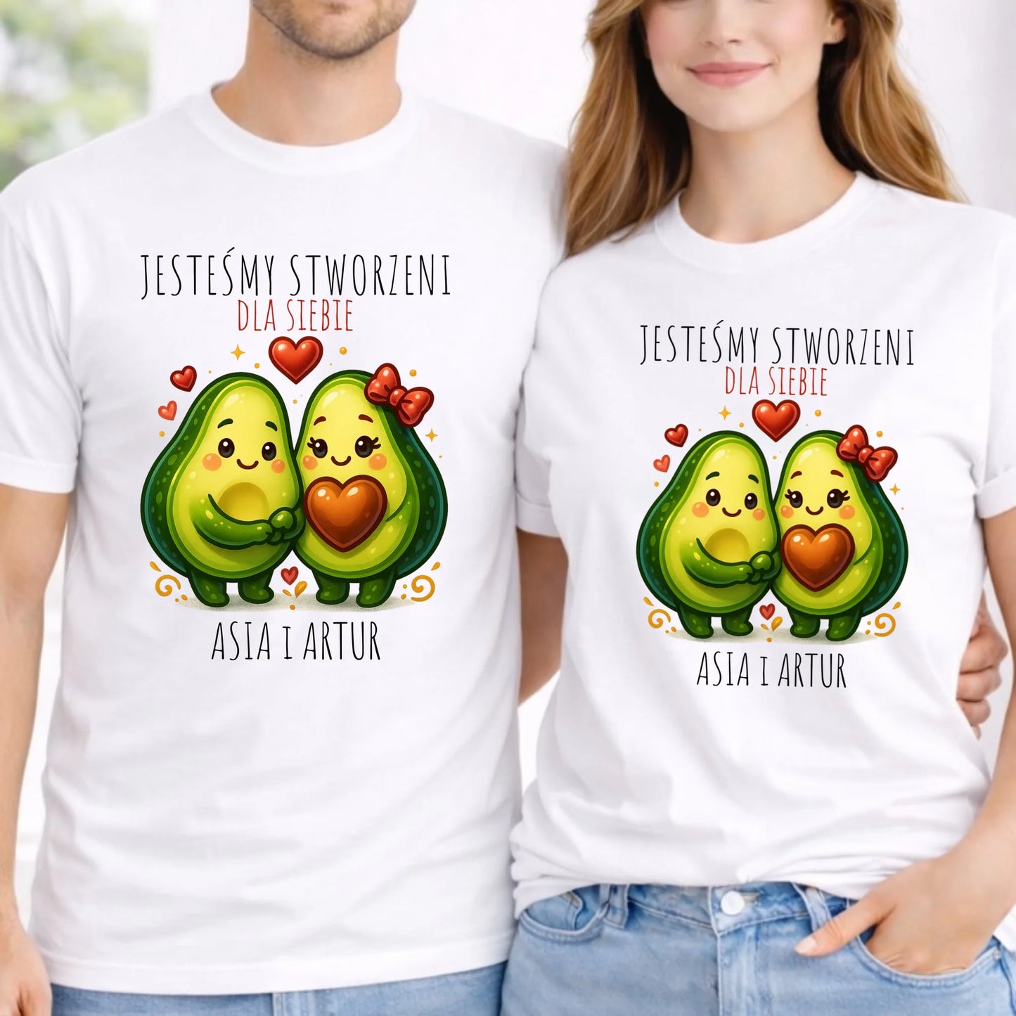 Zestaw koszulek dla par - Awokado Stworzeni dla siebie - personalizowany W91 - StoryCups.pl