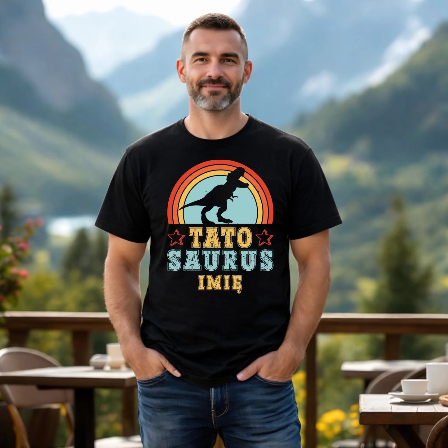 Koszulka dla taty - Tato Saurus - personalizowana DT03