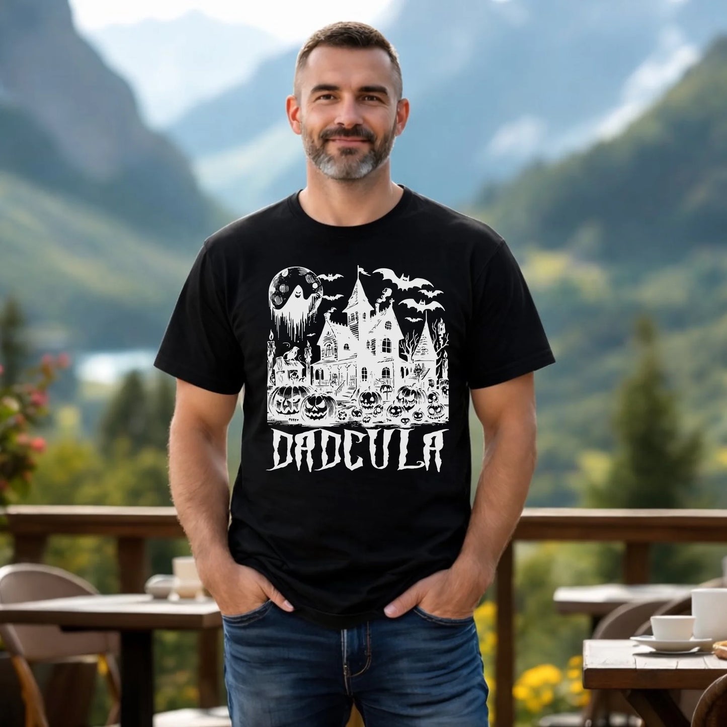 Koszulka halloweenowa dla taty -  Upiorny dom - Dadcula HL19