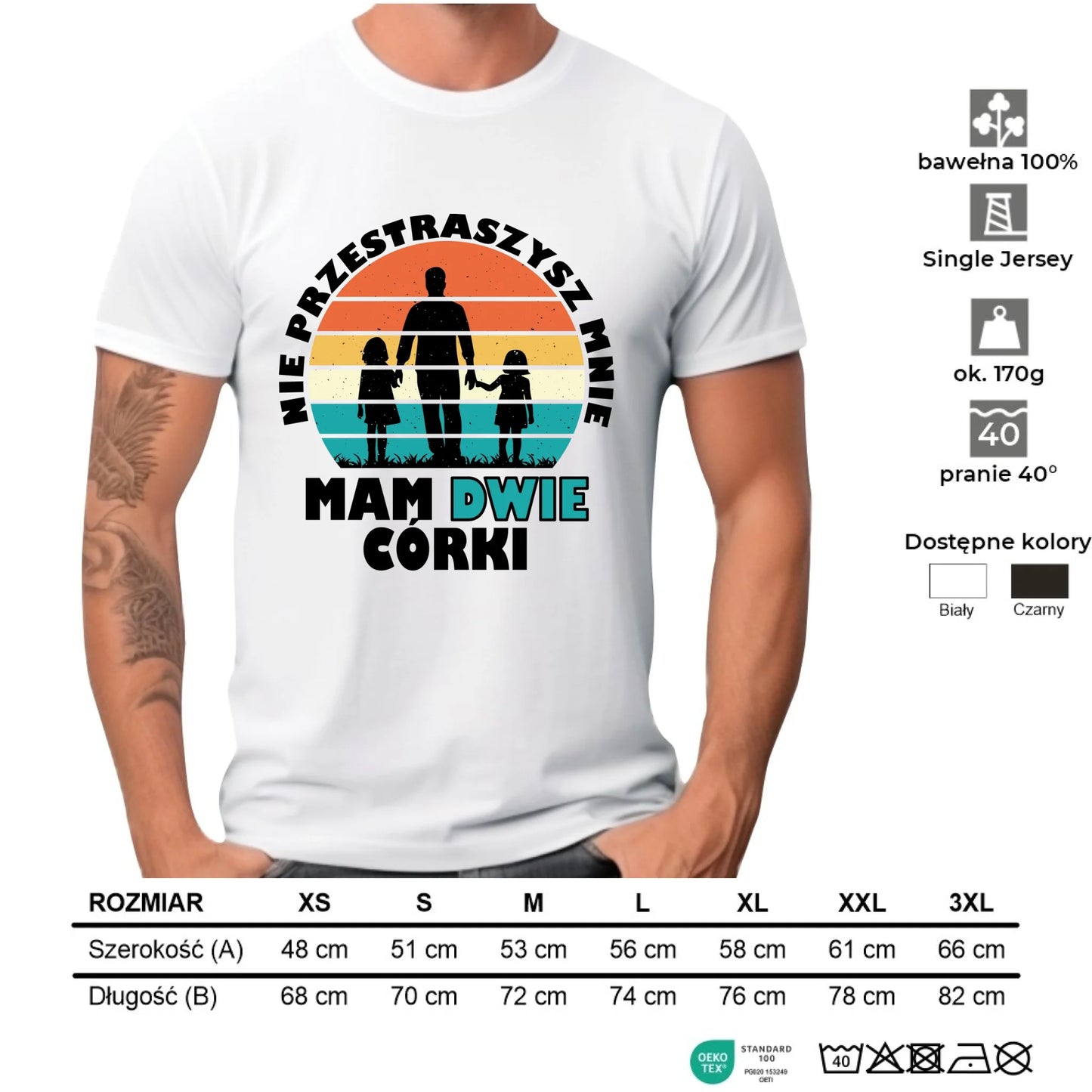 Koszulka dla taty - Nie przestraszysz mnie mam dwie córki DT02 - StoryCups.pl