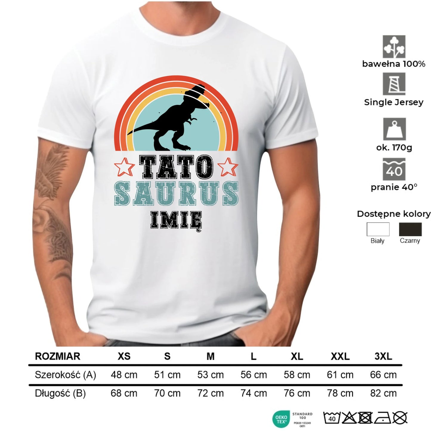 Koszulka dla taty - Tato Saurus - personalizowana DT03