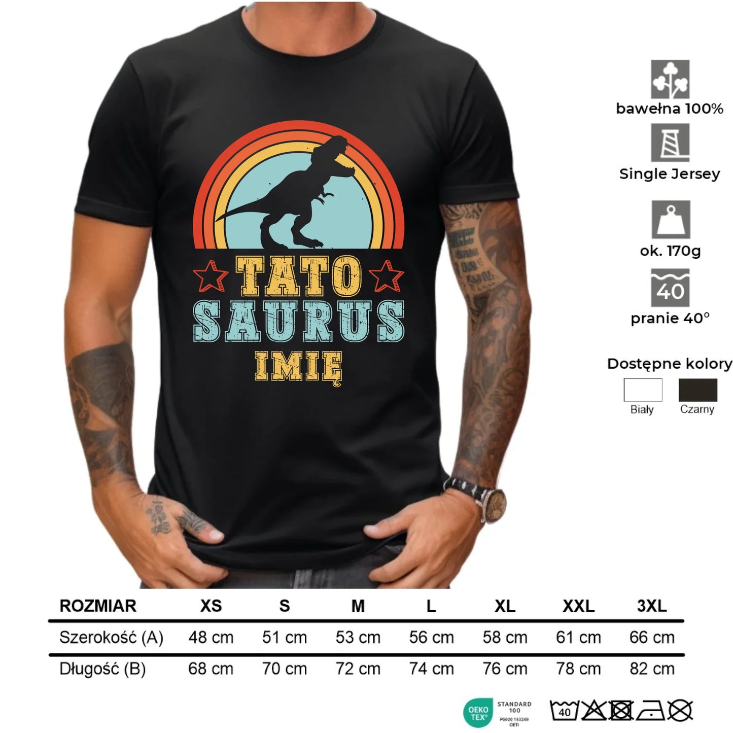 Koszulka dla taty - Tato Saurus - personalizowana DT03