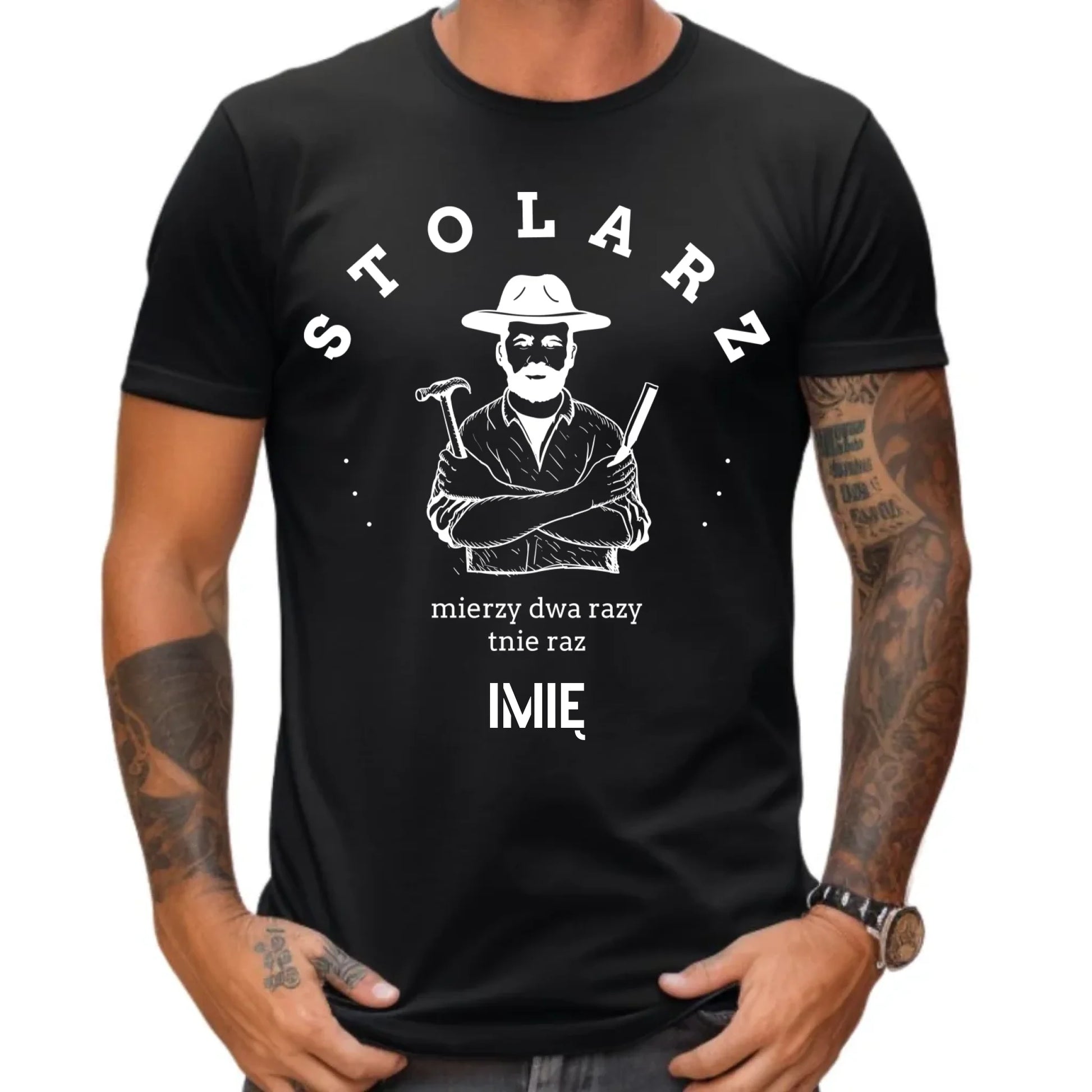 Koszulka męska dla stolarza - Mierzy dwa razy tnie raz - personalizowana ZS02 - StoryCups.pl