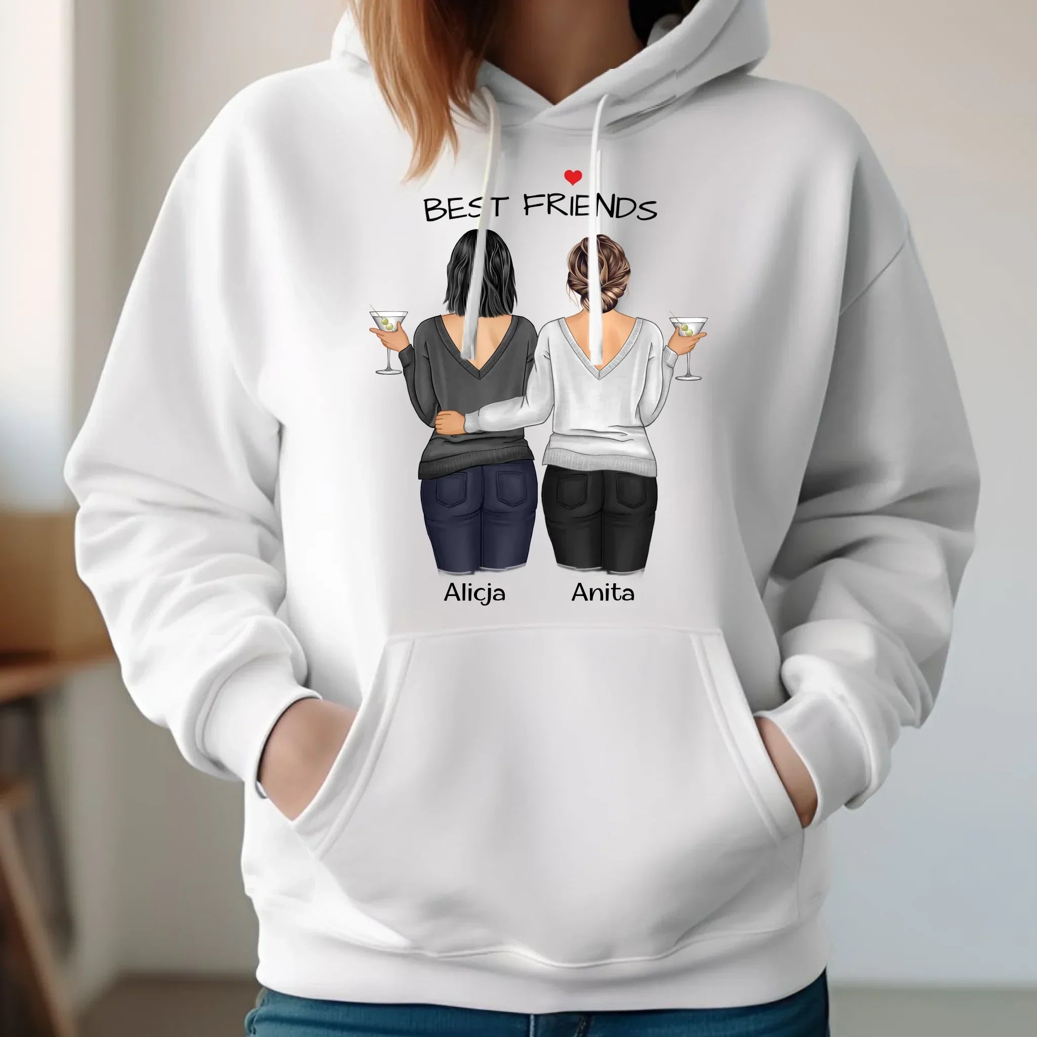 Bluza damska z kapturem - prezent dla przyjaciółki - Best Friends - personalizowane postacie 2-4 osoby PR03
