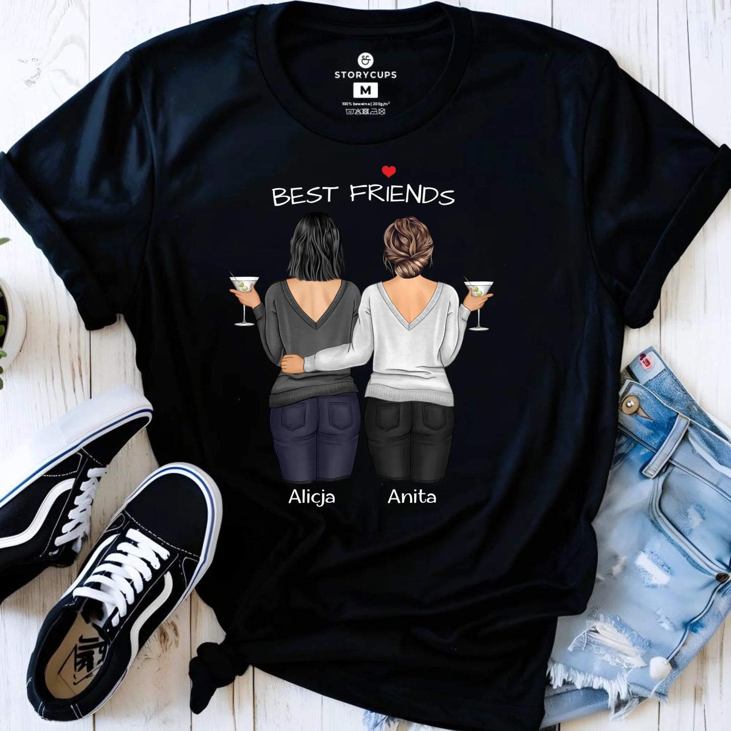 Koszulka damska - prezent dla przyjaciółki - Best Friends - personalizowane postacie 2-4 osoby PR03