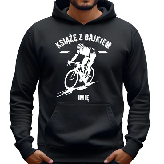 Bluza męska z kapturem dla rowerzysty - Książę z bajkiem - personalizowana HR01 - StoryCups.pl