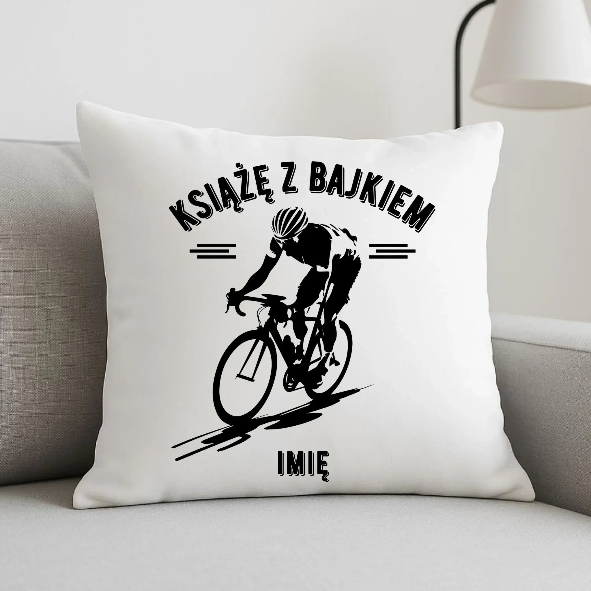 Poduszka dla rowerzysty - Książę z bajkiem - personalizowana HR01 - StoryCups.pl