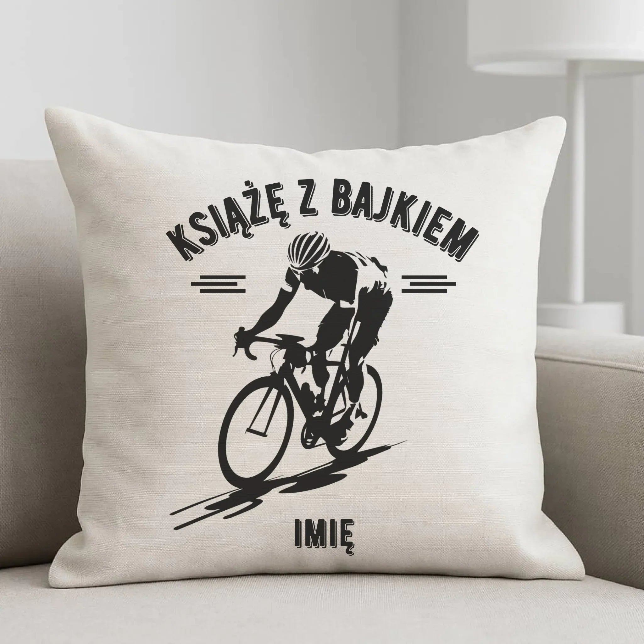 Poduszka dla rowerzysty - Książę z bajkiem - personalizowana HR01 - StoryCups.pl