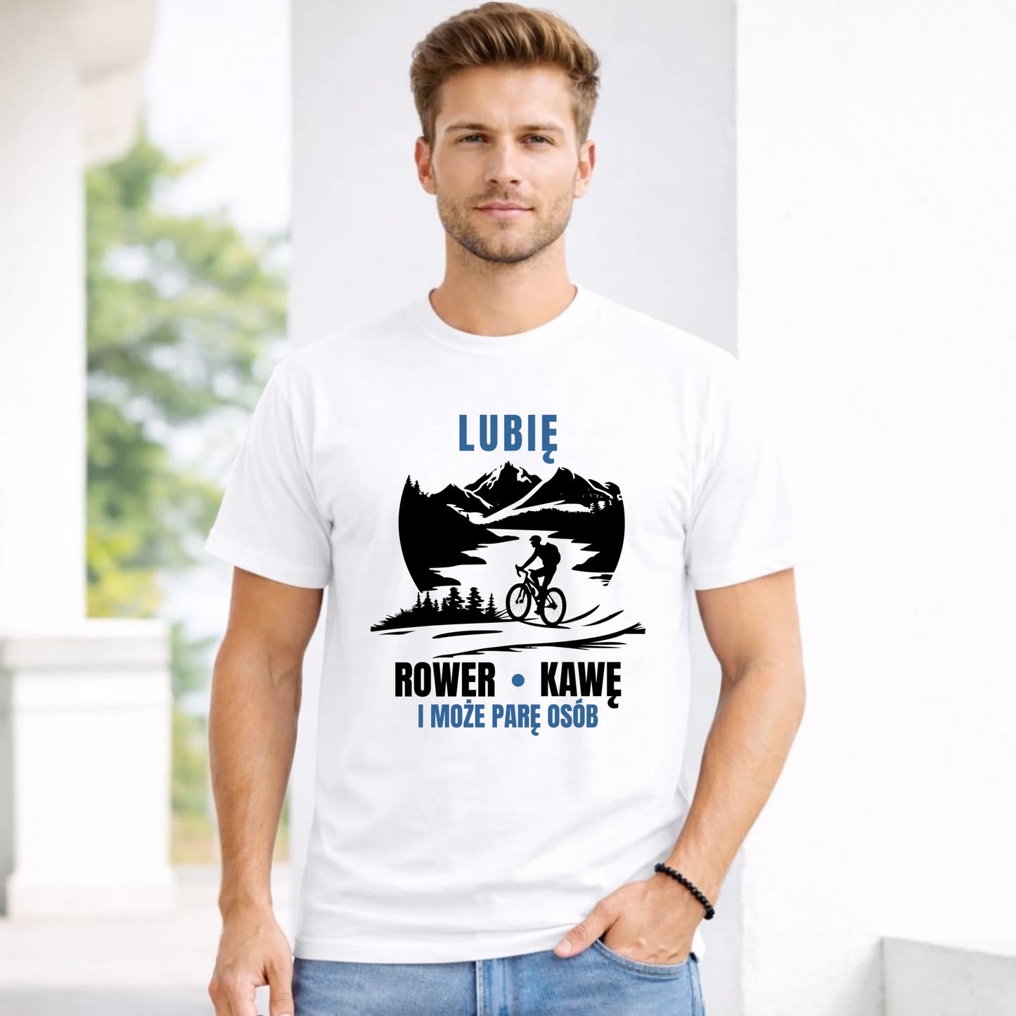 Koszulka męska dla rowerzysty - Lubię rower kawę i może parę osób HR05 - StoryCups.pl