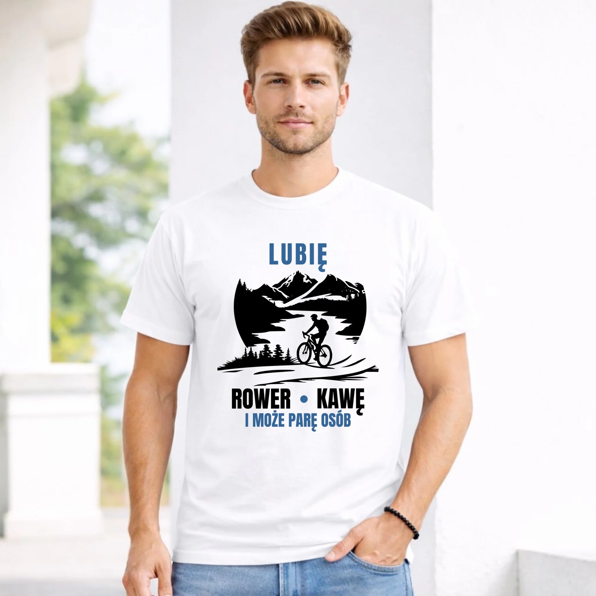 Koszulka męska dla rowerzysty - Lubię rower kawę i może parę osób HR05 - StoryCups.pl