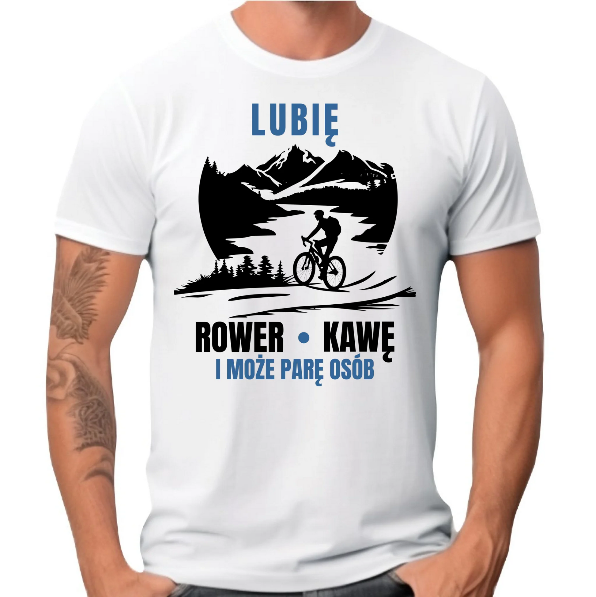 Koszulka męska dla rowerzysty - Lubię rower kawę i może parę osób HR05 - StoryCups.pl