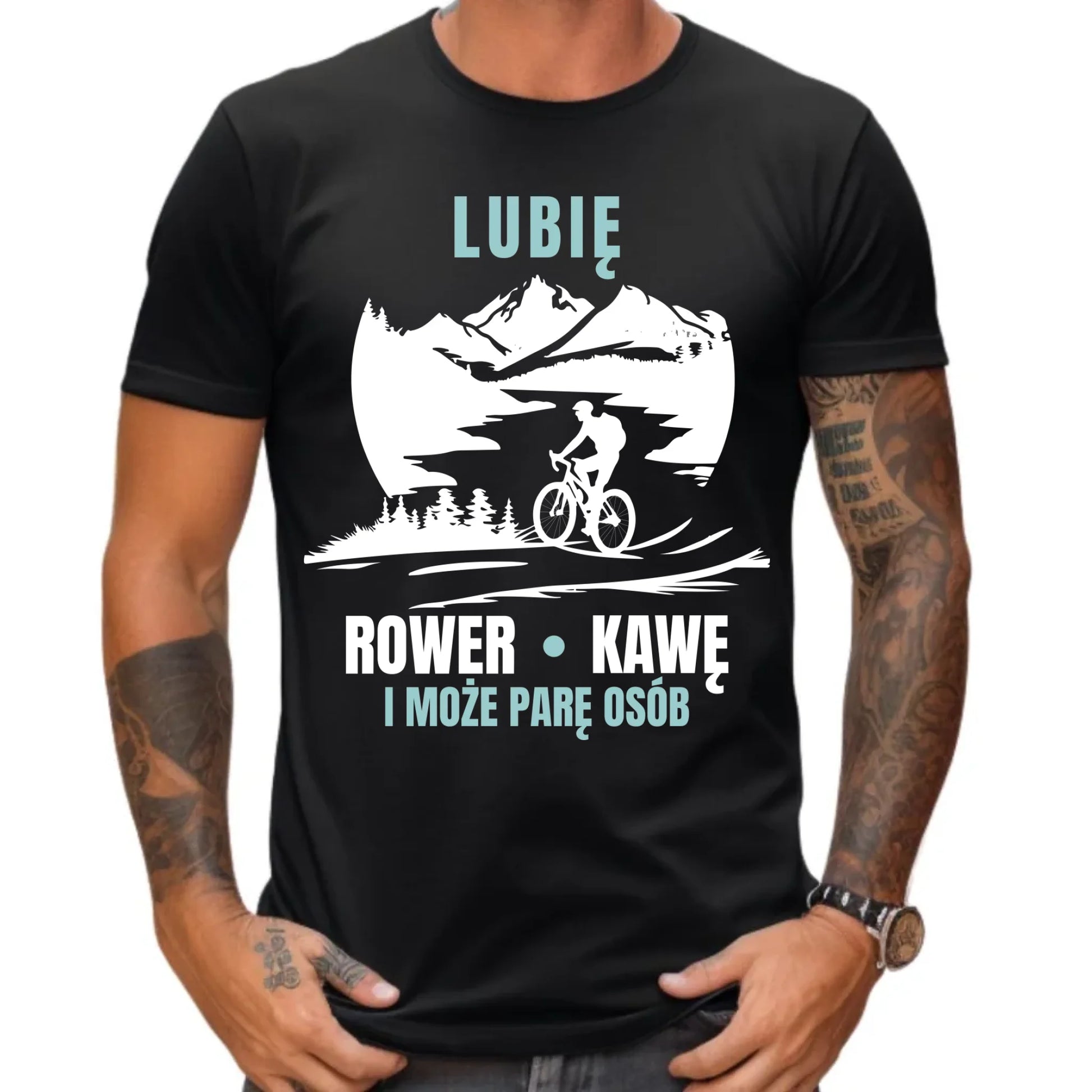 Koszulka męska dla rowerzysty - Lubię rower kawę i może parę osób HR05 - StoryCups.pl