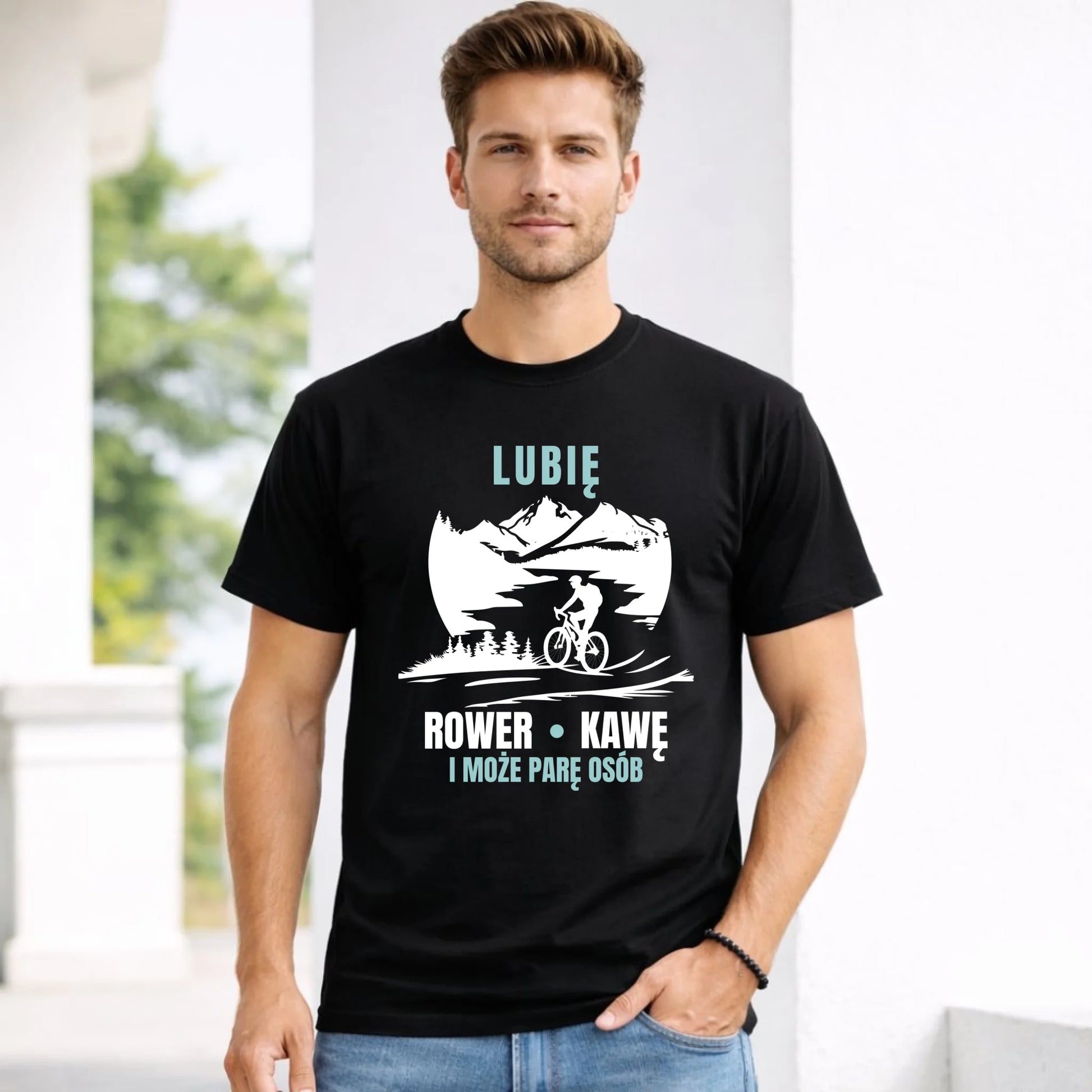 Koszulka męska dla rowerzysty - Lubię rower kawę i może parę osób HR05 - StoryCups.pl