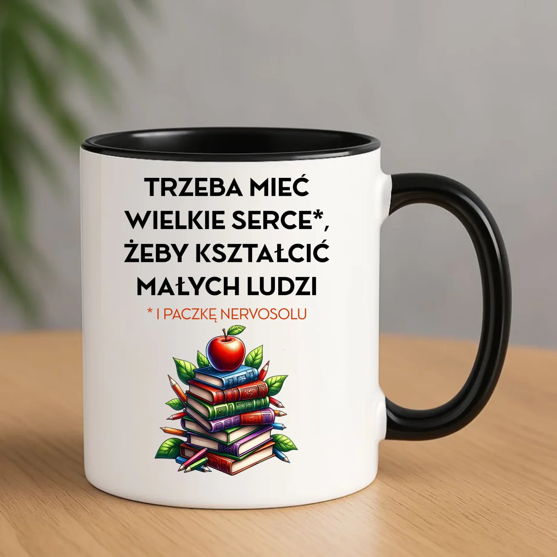Kubek dla nauczyciela - Trzeba mieć wielkie serce i paczkę nervosolu N73 - StoryCups.pl