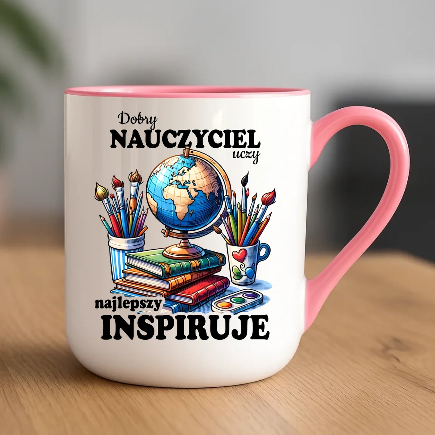 Kubek elegant dla nauczyciela - Dobry nauczyciel uczy najlepszy inspiruje N72 - StoryCups.pl