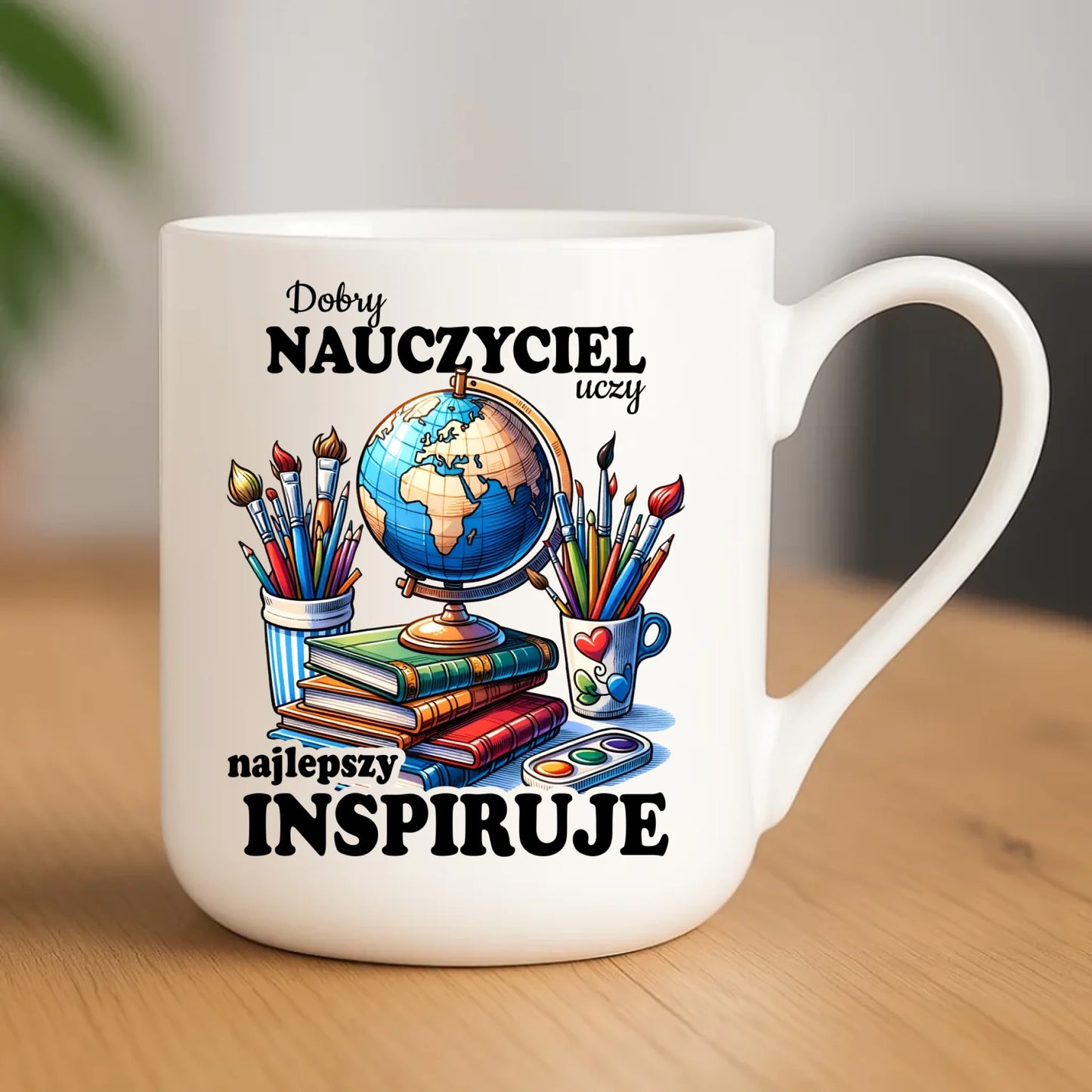 Kubek elegant dla nauczyciela - Dobry nauczyciel uczy najlepszy inspiruje N72 - StoryCups.pl