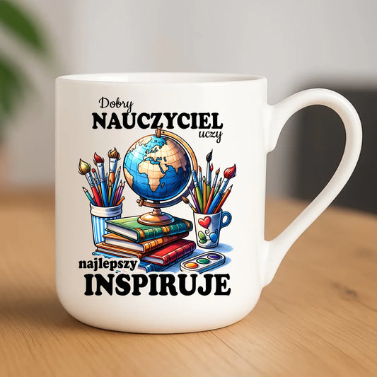 Kubek elegant dla nauczyciela - Dobry nauczyciel uczy najlepszy inspiruje N72 - StoryCups.pl