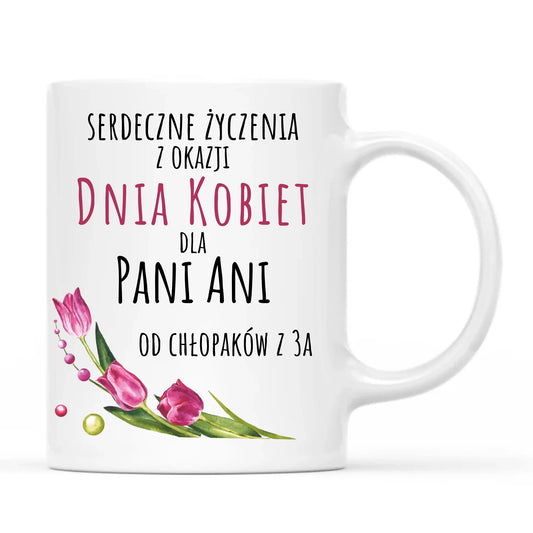 Kubek na Dzień Kobiet - Serdeczne życzenia - personalizowany DK01 - StoryCups.pl