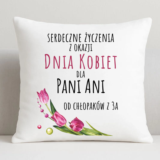 Poduszka na Dzień Kobiet - Serdeczne życzenia - personalizowana DK01 - StoryCups.pl