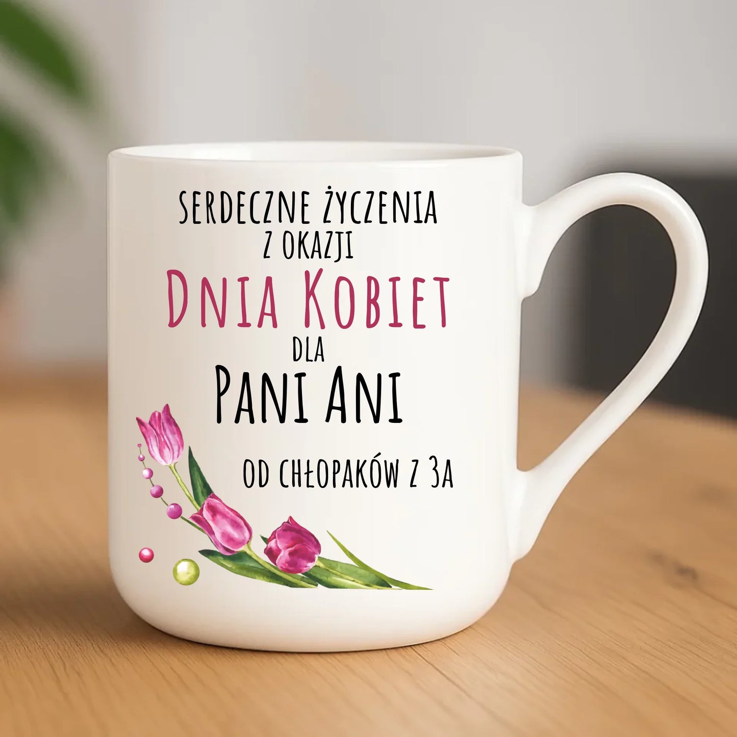 Kubek elegant na Dzień Kobiet - Serdeczne życzenia - personalizowany DK01 - StoryCups.pl